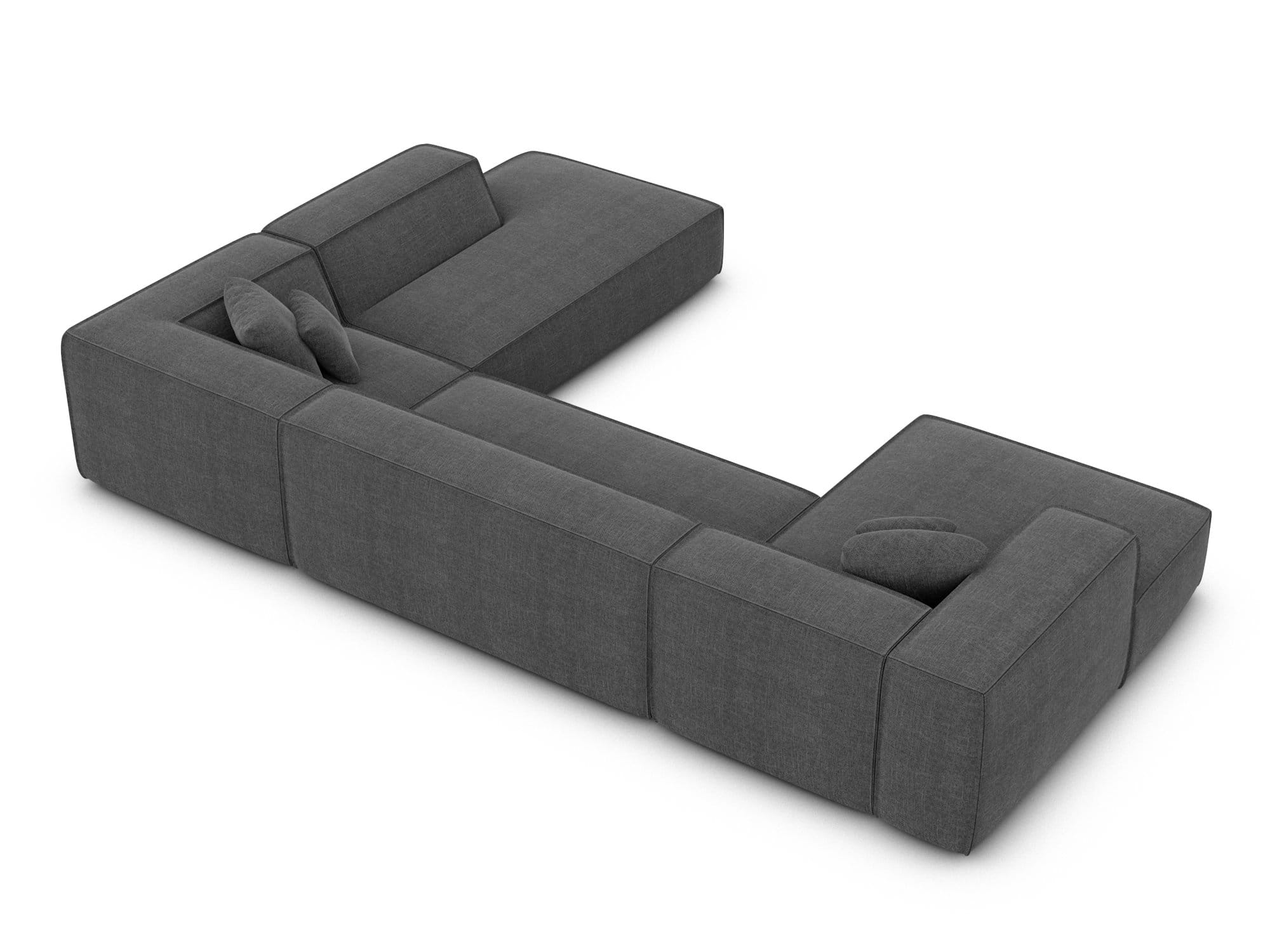 Wohnlandschaft Liranda Lounge U-Form aus Stoff Anthrazit
