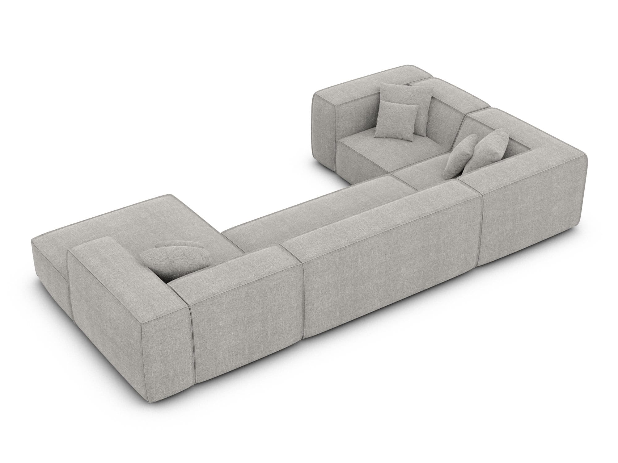 Wohnlandschaft Liranda XL U-Form in Stoff Hellgrau