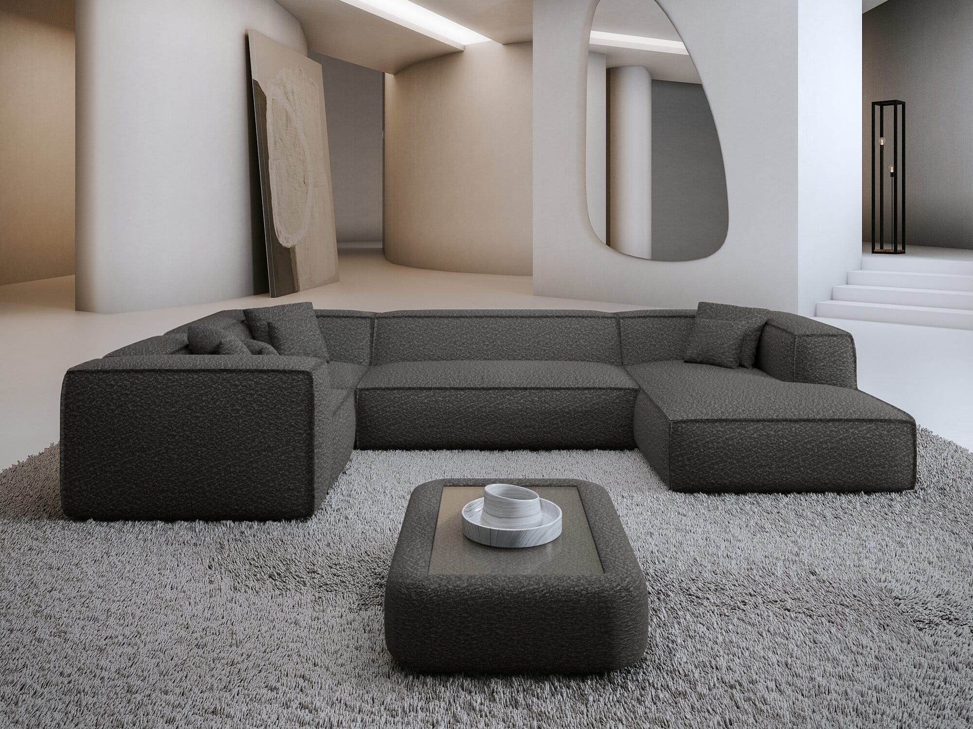 Wohnlandschaft Liranda XL U-Form in Stoff Graphite
