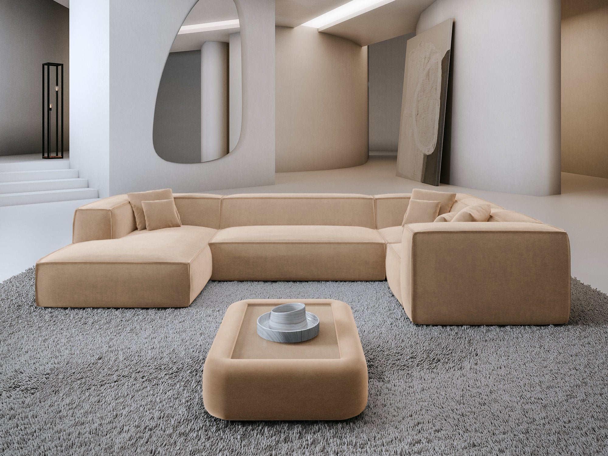 Polster Wohnlandschaft Liranda XL U-Form Beige