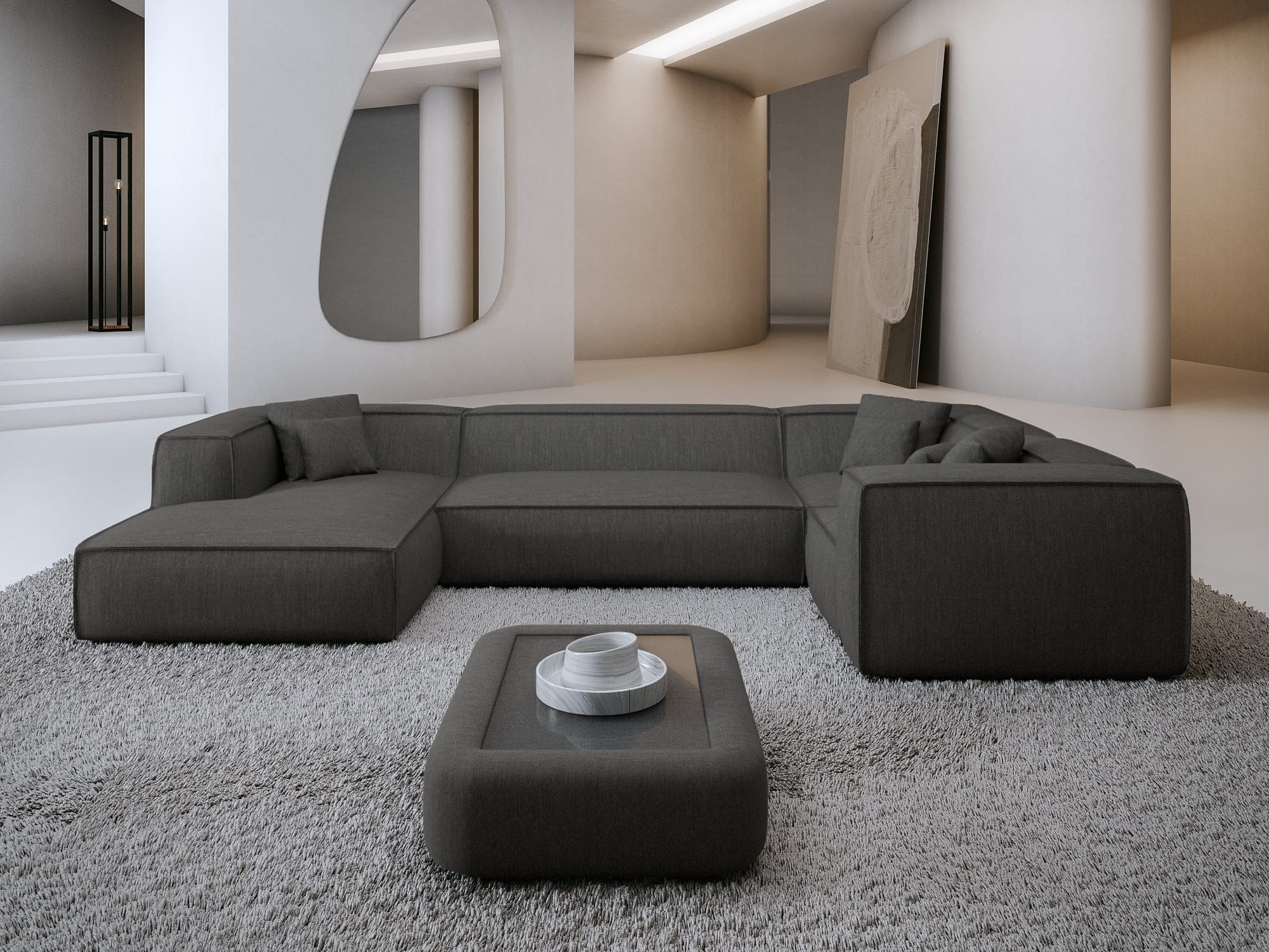 Wohnlandschaft Liranda XL U-Form in Stoff Anthrazit