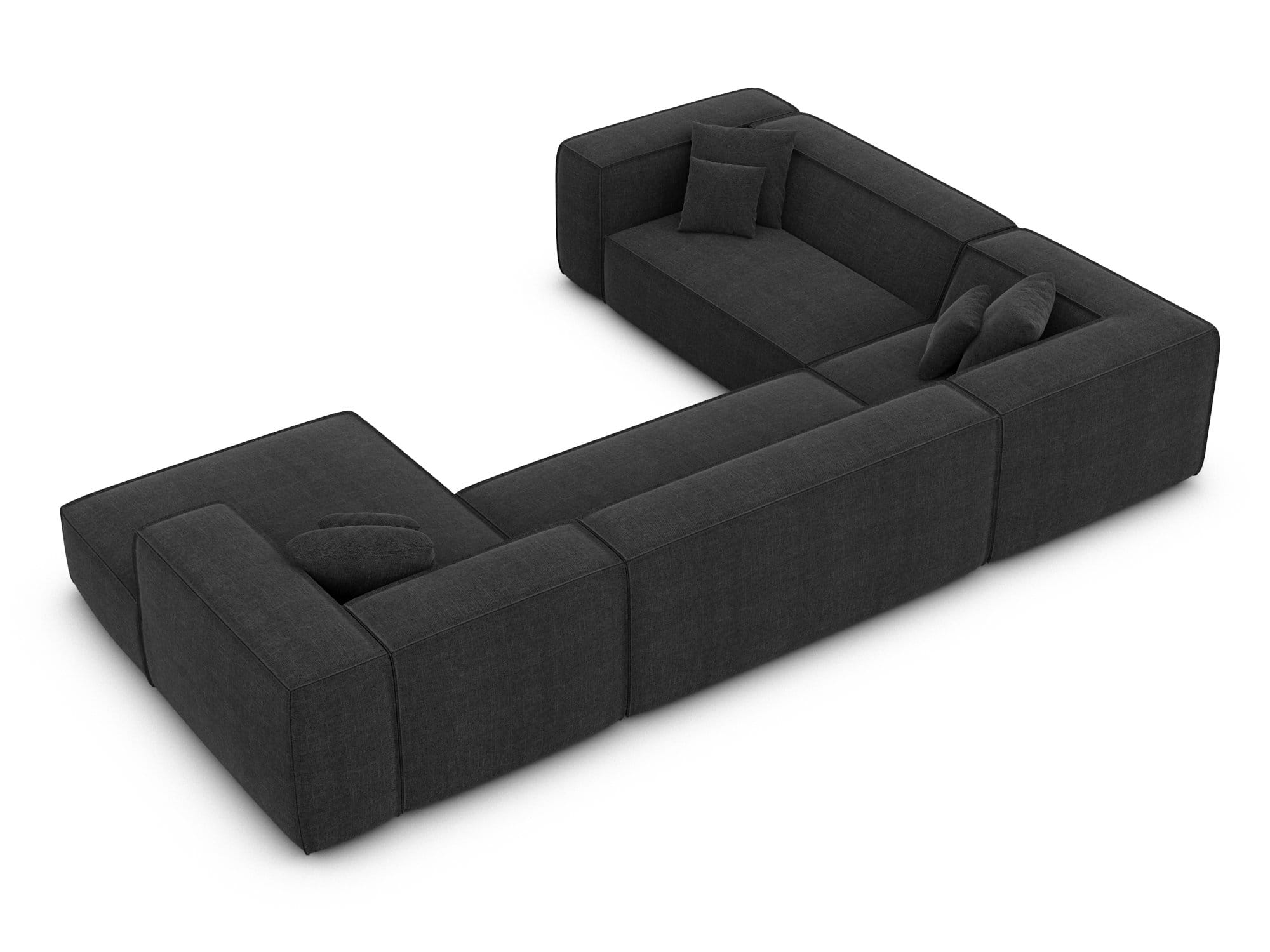 Wohnlandschaft Liranda XXL U-Form in Stoff Schwarz