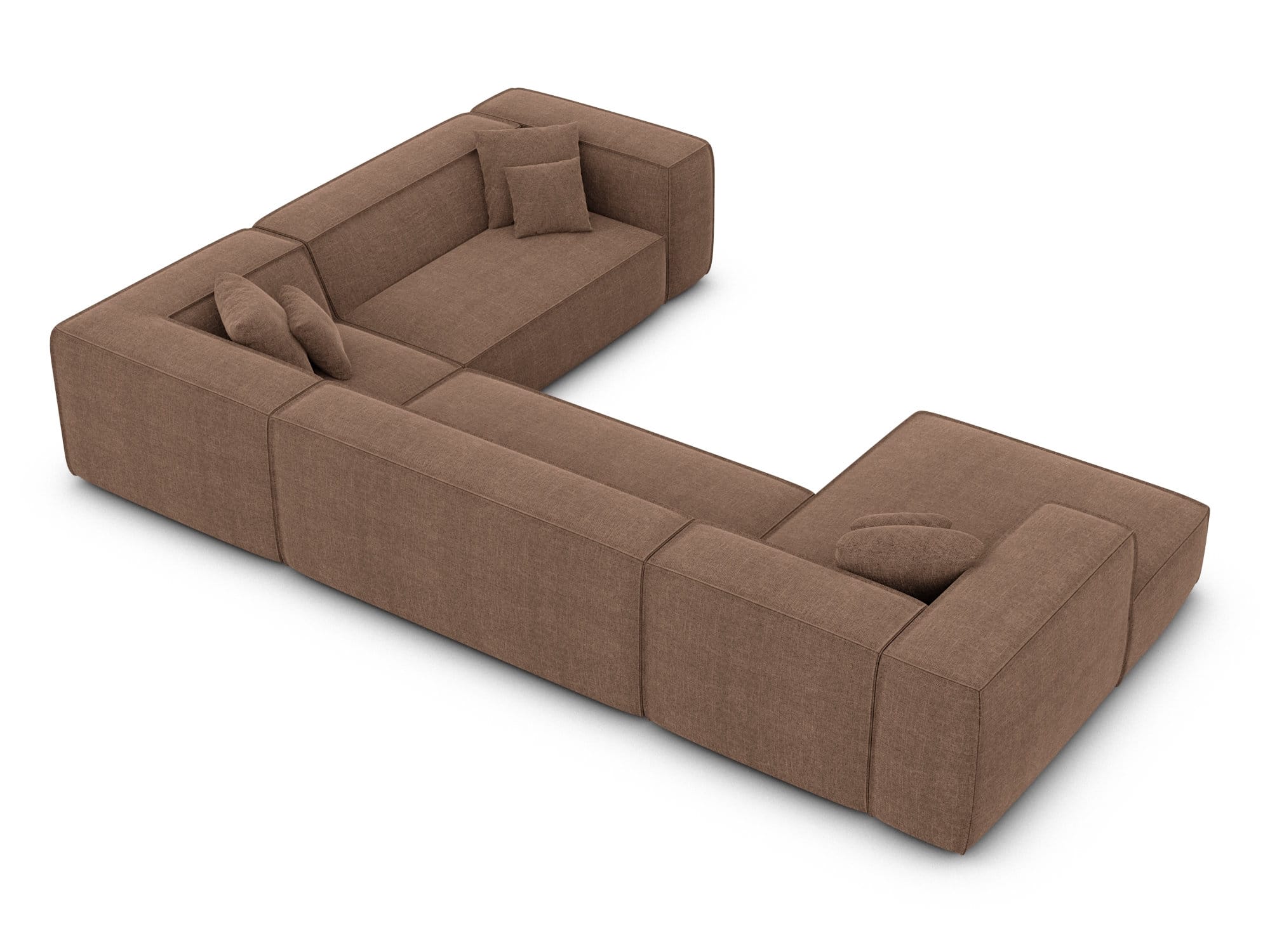 Wohnlandschaft Liranda XXL U-Form in Stoff Braun