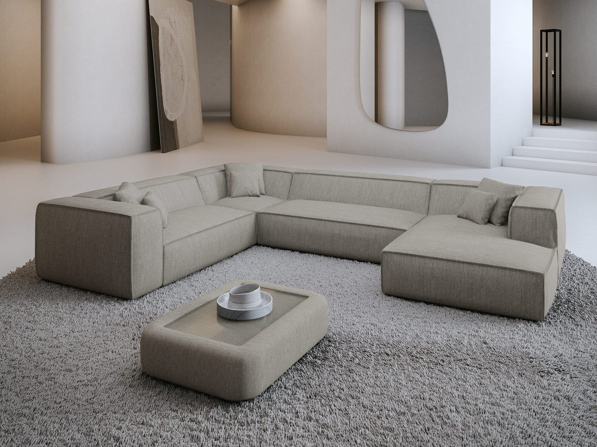 Wohnlandschaft Liranda XXL U-Form in Stoff Hellgrau