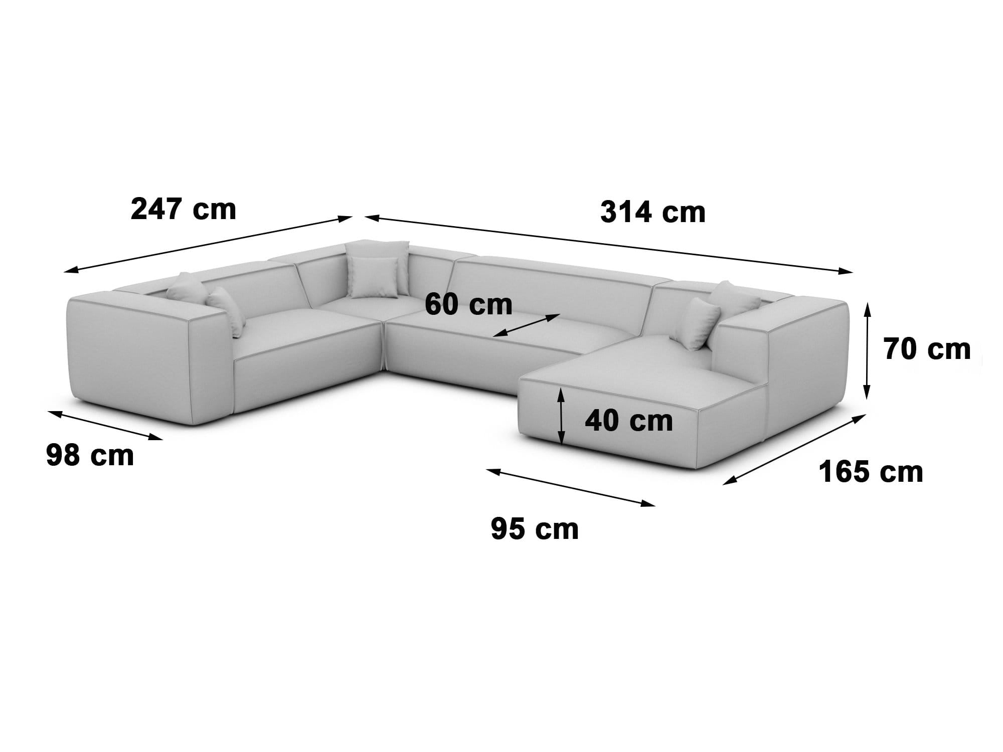 Wohnlandschaft Liranda XXL U-Form in Stoff Hellgrau