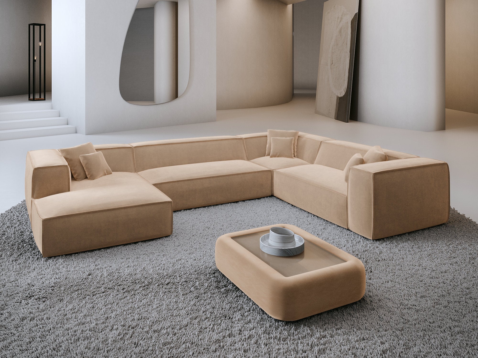 Polster Wohnlandschaft Liranda XXL U-Form Beige