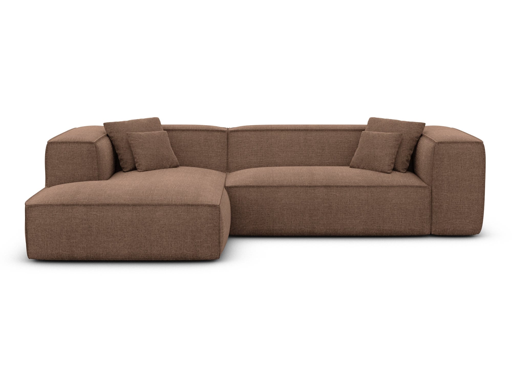 Ecksofa Liranda L-Form aus Stoff Braun