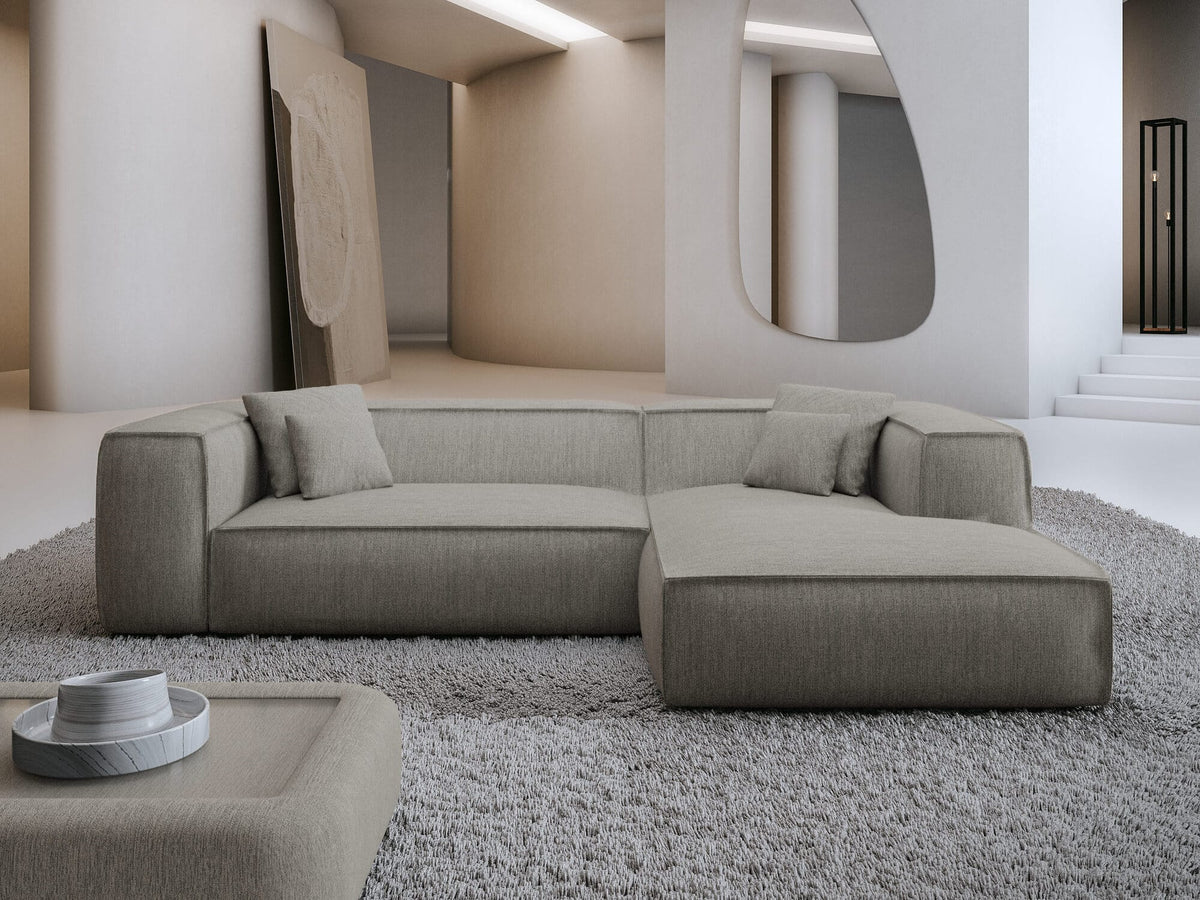 Ecksofa Liranda L-Form aus Stoff Hellgrau