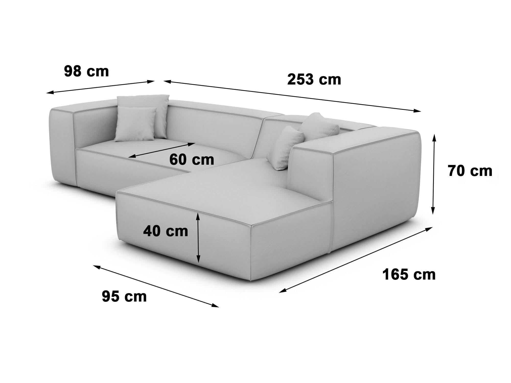 Ecksofa Liranda L-Form aus Stoff Creme