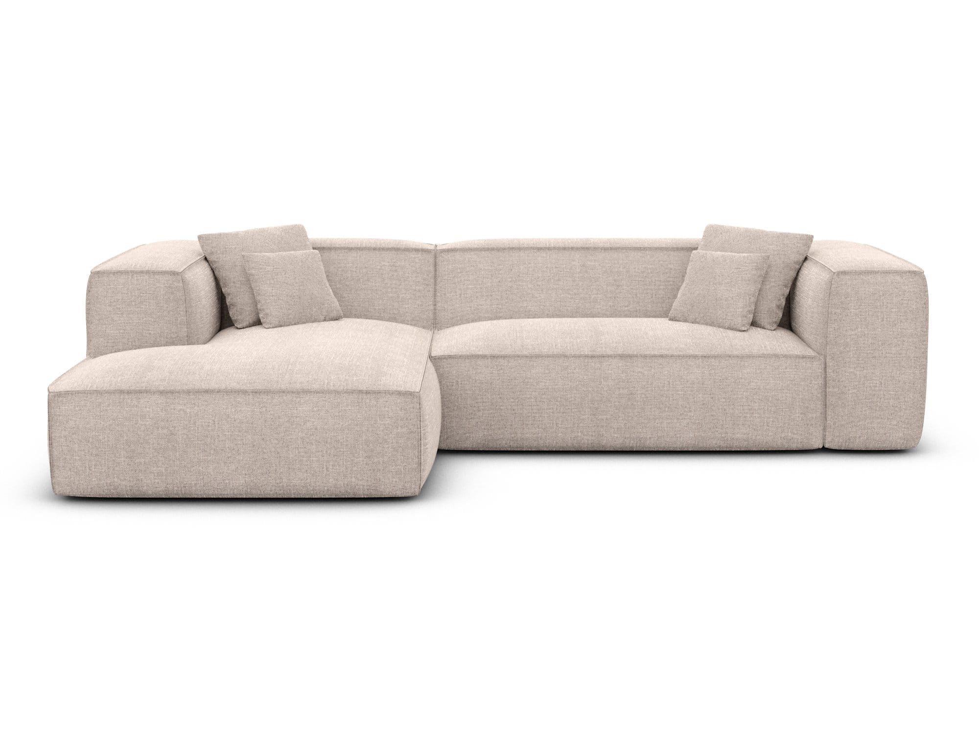 Ecksofa Liranda L-Form aus Stoff Beige