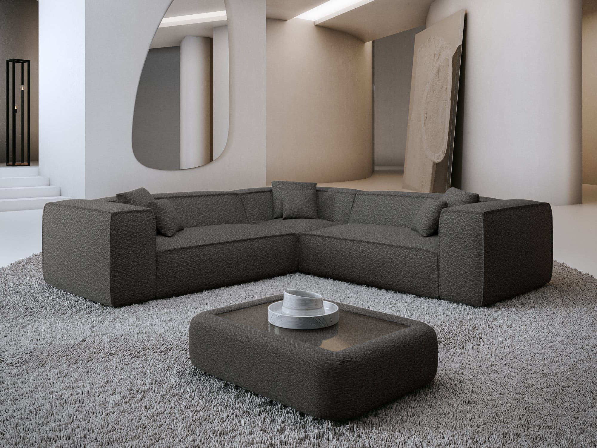 Stoff Ecksofa Liranda L-Form Graphite