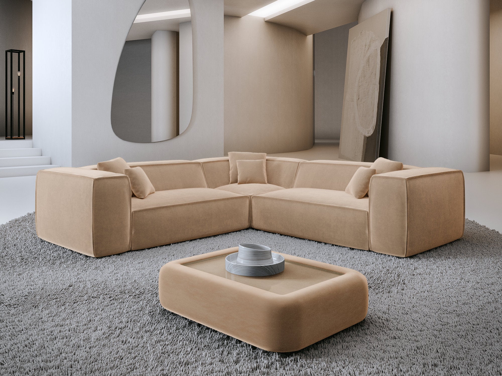 Polster Ecksofa Liranda L Form Beige