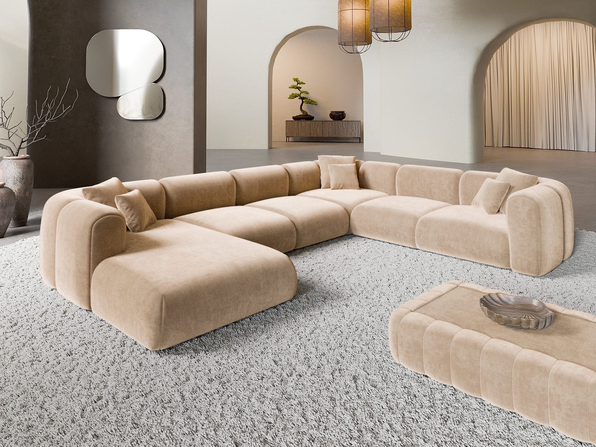 Polster Wohnlandschaft Venturia XXL U-Form Beige