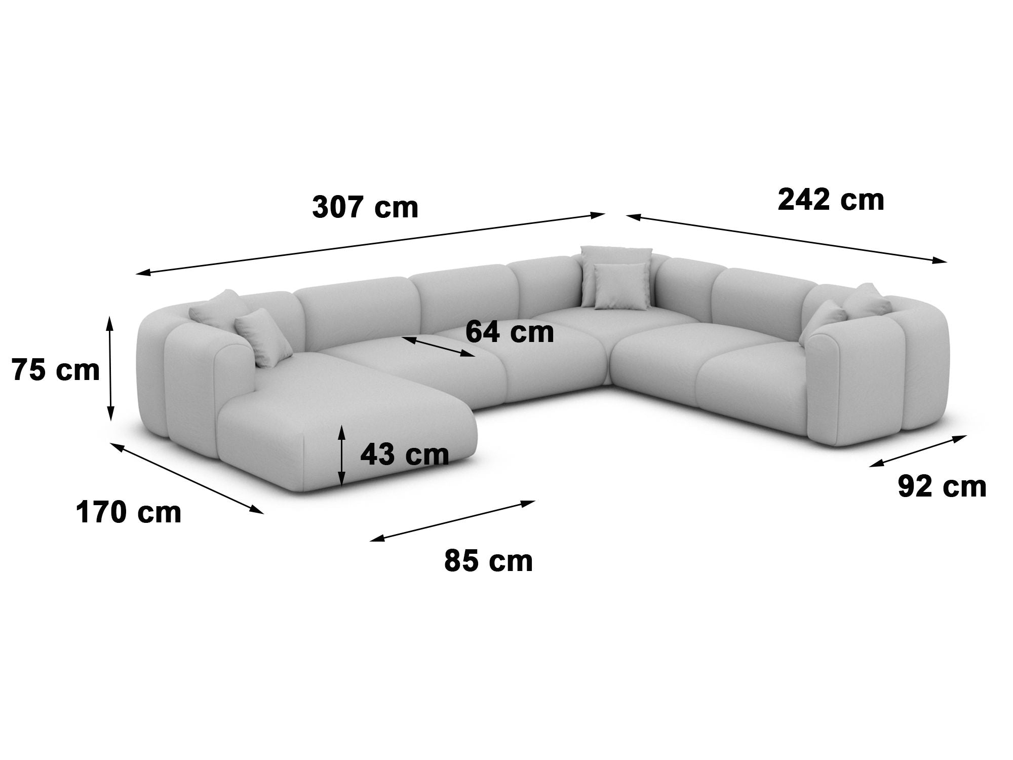 Polster Wohnlandschaft Venturia XXL U-Form Beige