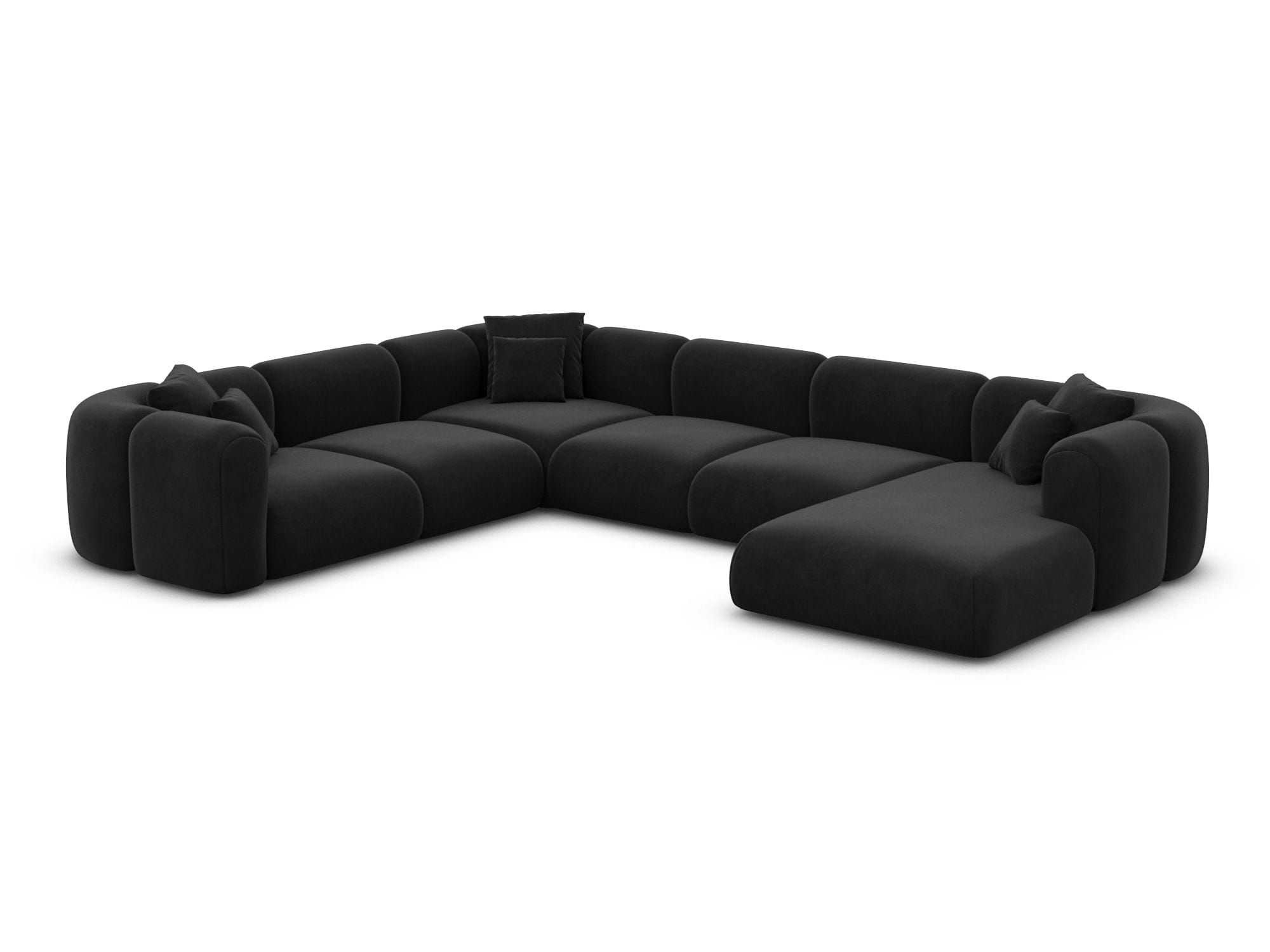 XXL Stoff Wohnlandschaft Venturia U-Form schwarz