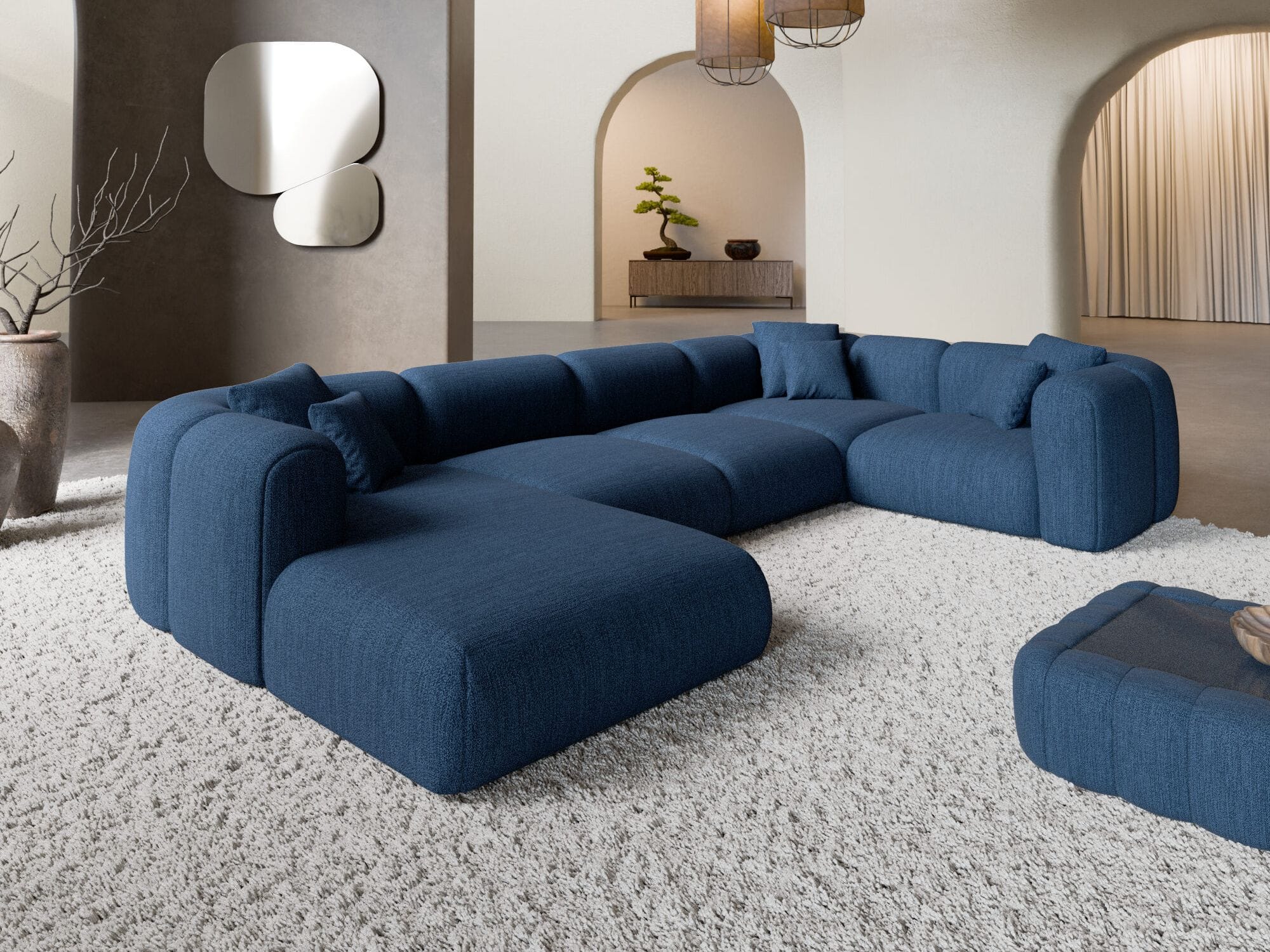 XL Wohnlandschaft Venturia aus Stoff dunkelblau