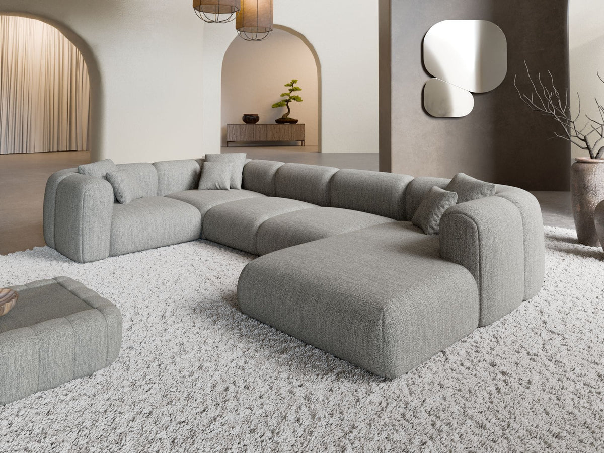 XL Wohnlandschaft Venturia U-Form aus Stoff Hellgrau