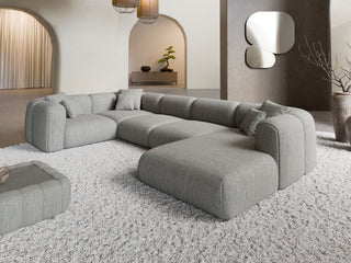 XL Wohnlandschaft Venturia U-Form aus Stoff Hellgrau