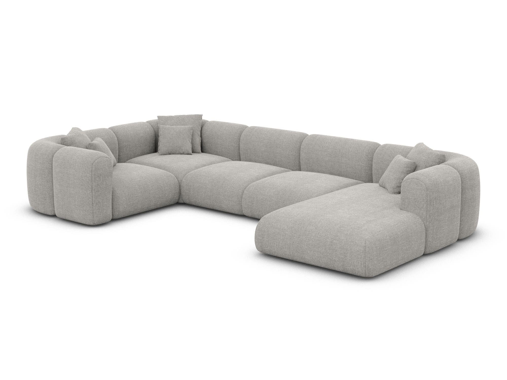XL Wohnlandschaft Venturia U-Form aus Stoff Hellgrau