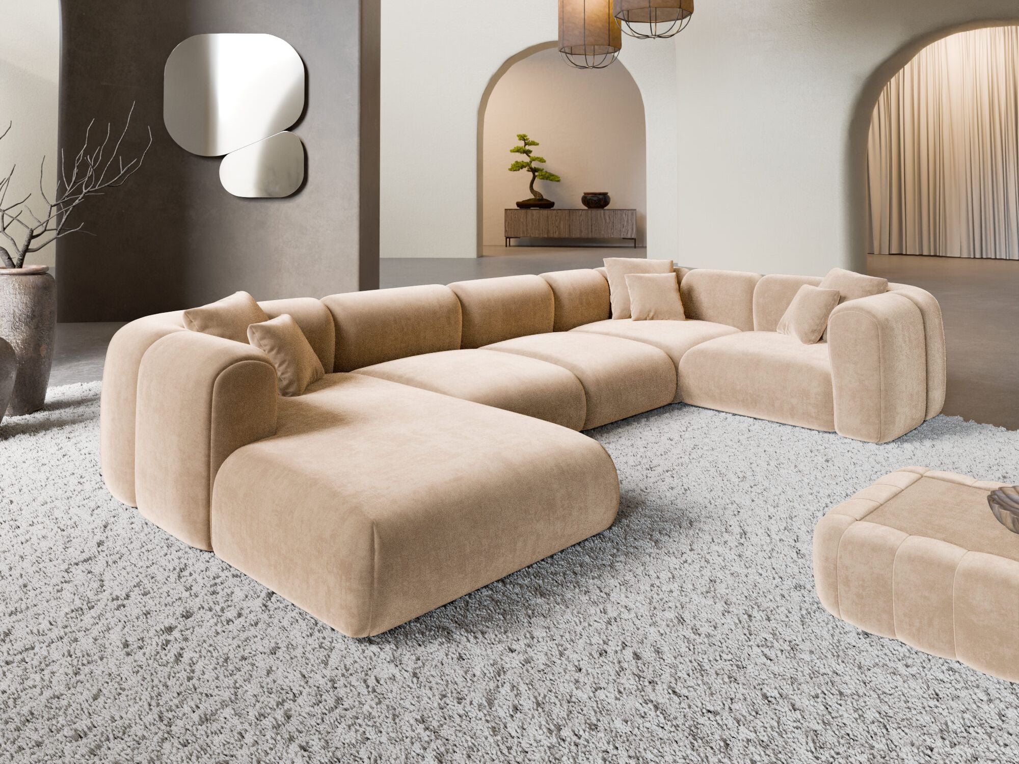 Polster Wohnlandschaft Venturia XL U-Form Beige