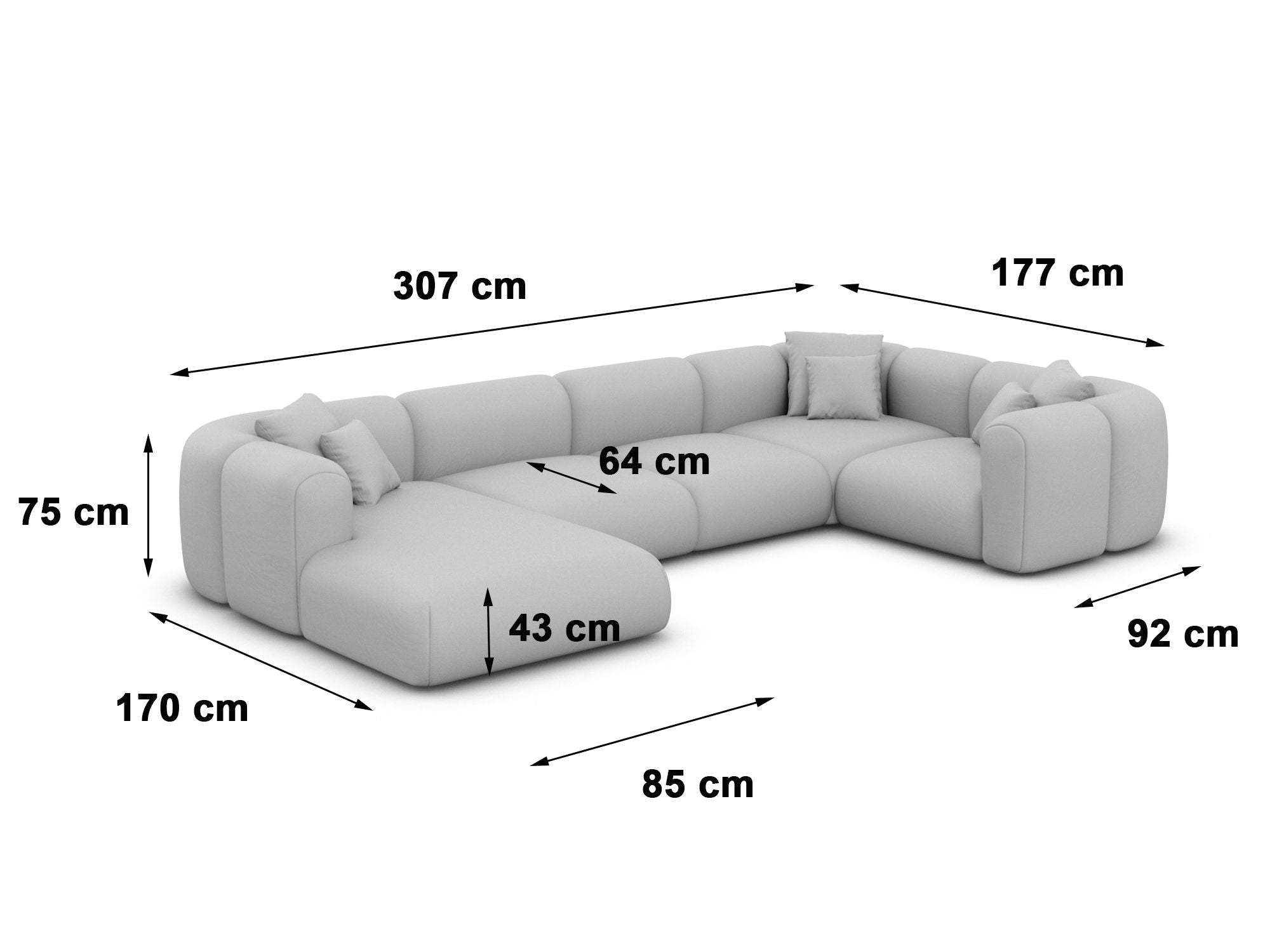 Polster Wohnlandschaft Venturia XL U-Form Beige