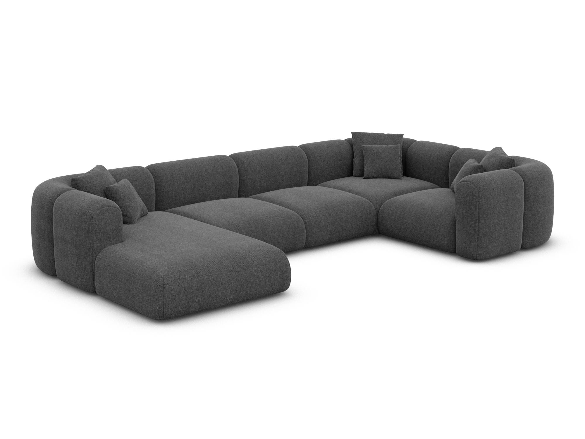 XL Wohnlandschaft Venturia U-Form aus Stoff Anthrazit