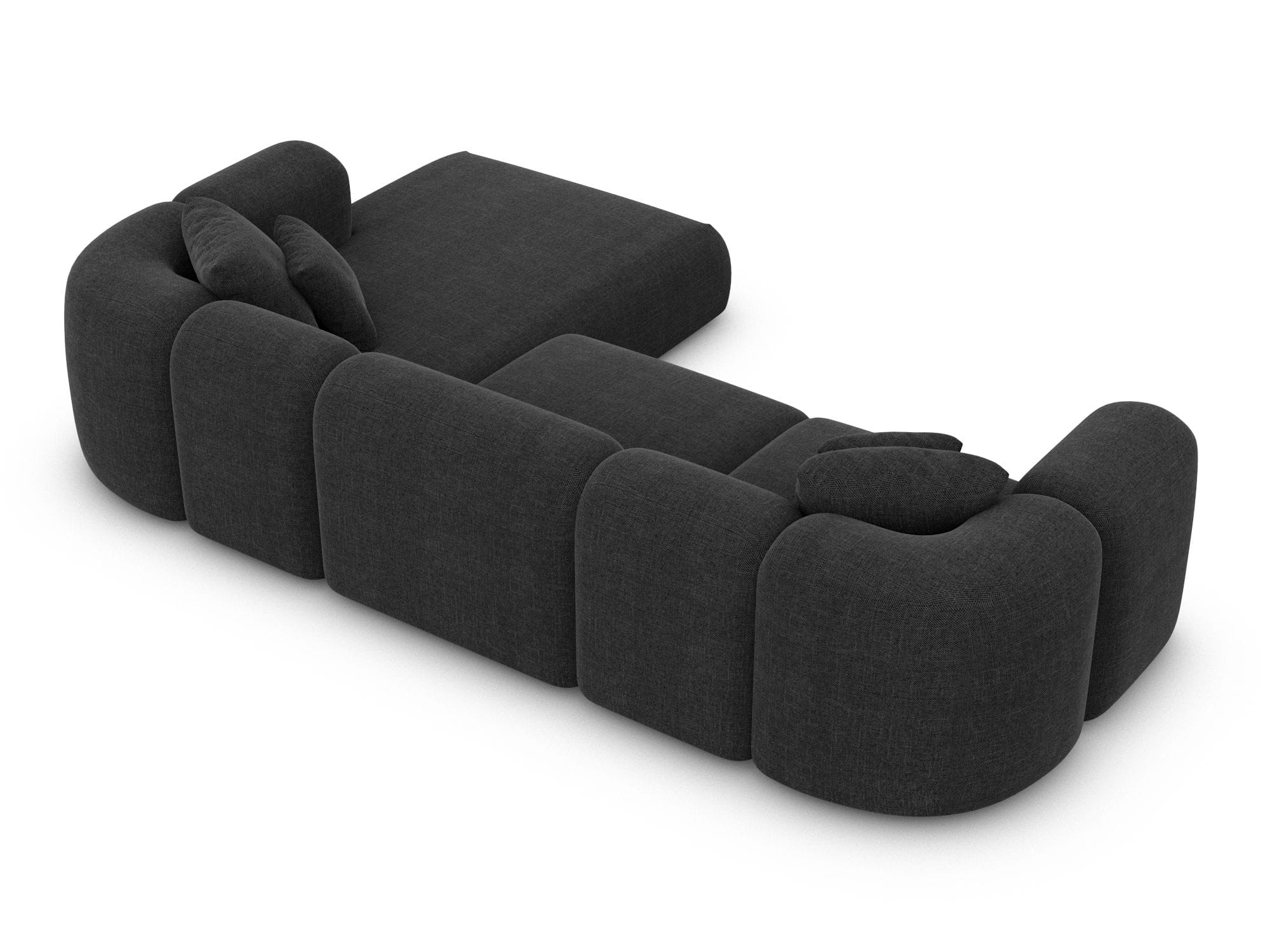 Ecksofa Venturia L-Form aus Stoff Schwarz