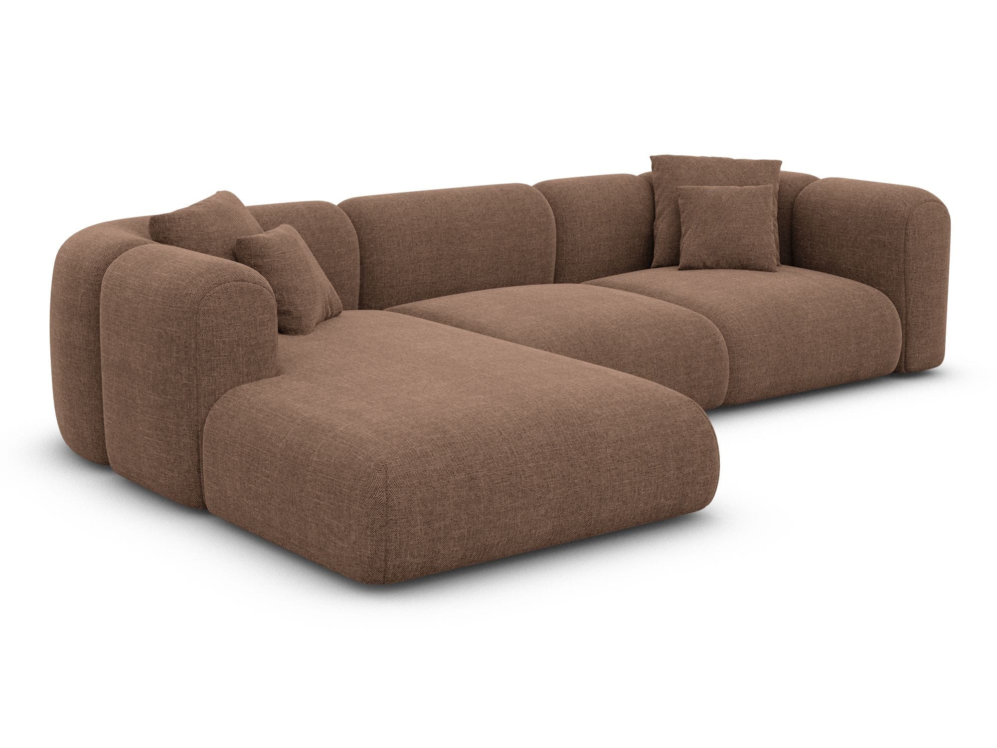 Ecksofa Venturia L-Form aus Stoff Braun