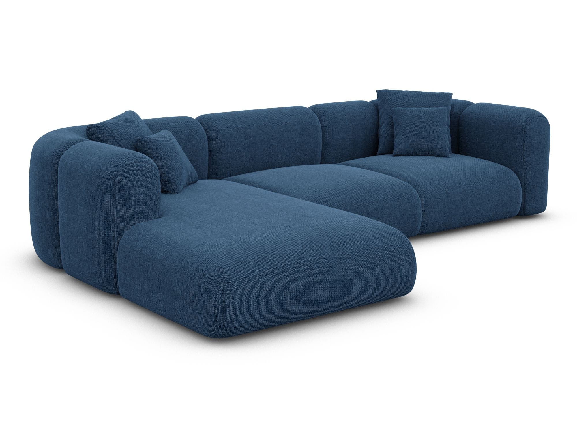 Ecksofa Venturia L Form aus Stoff dunkelblau