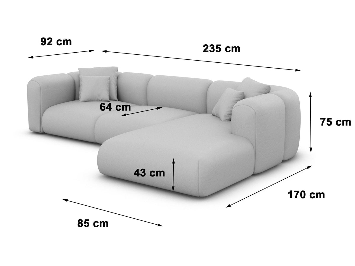 Ecksofa Venturia L-Form aus Stoff Hellgrau