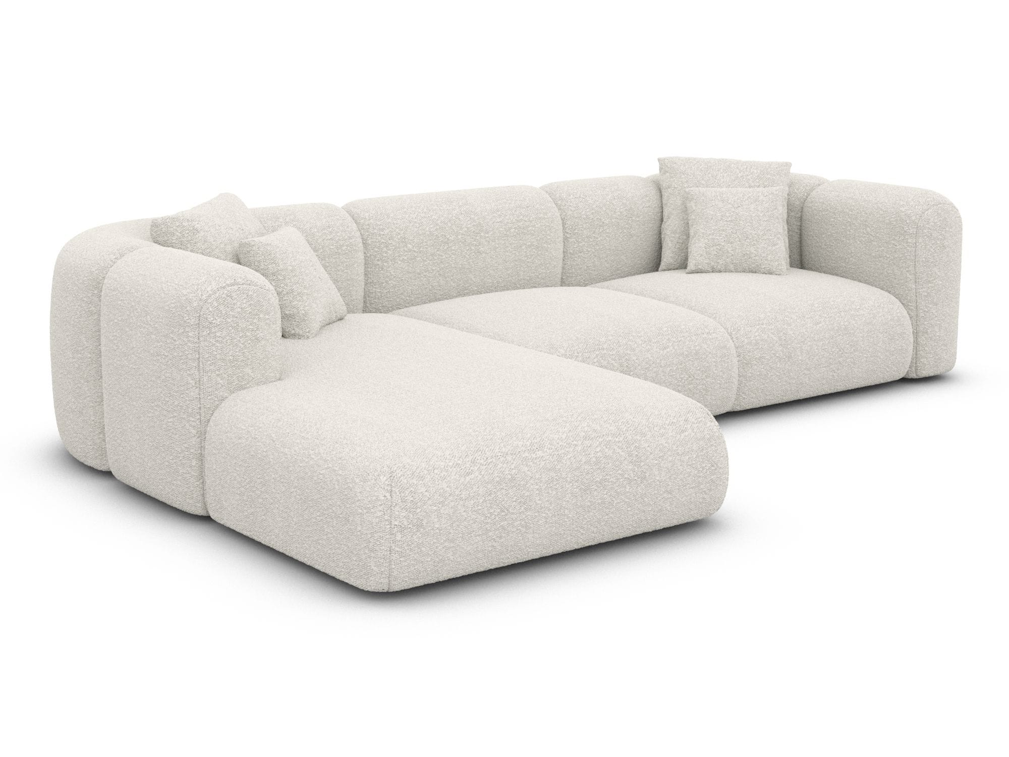 Ecksofa Venturia L-Form aus Stoff Weiß