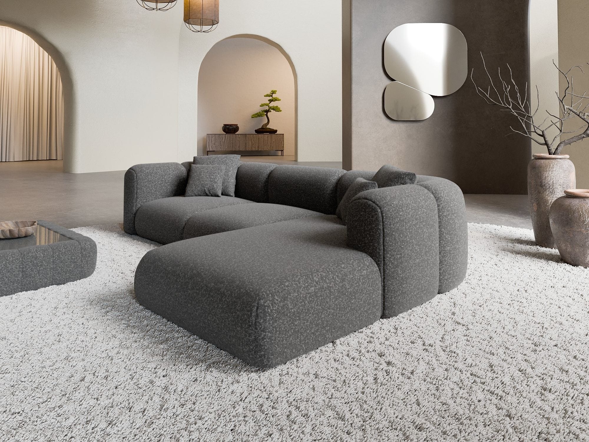 Ecksofa Venturia L-Form aus Stoff Graphite
