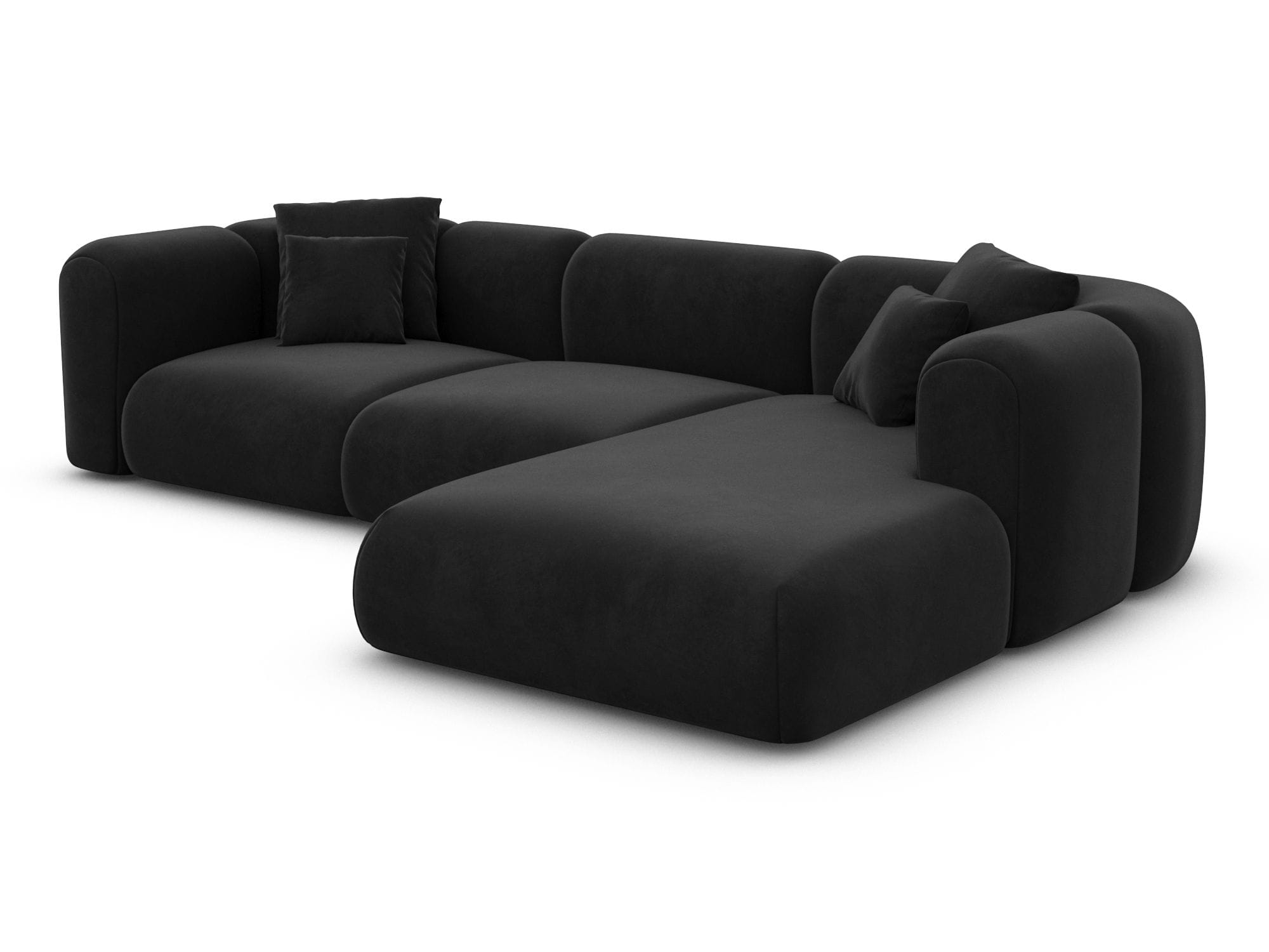 Ecksofa Venturia L Form aus Stoff schwarz