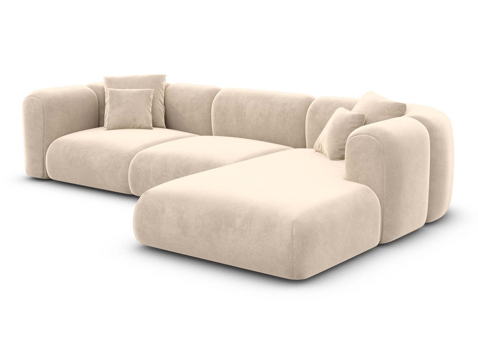 Ecksofa Venturia L-Form aus Stoff Creme