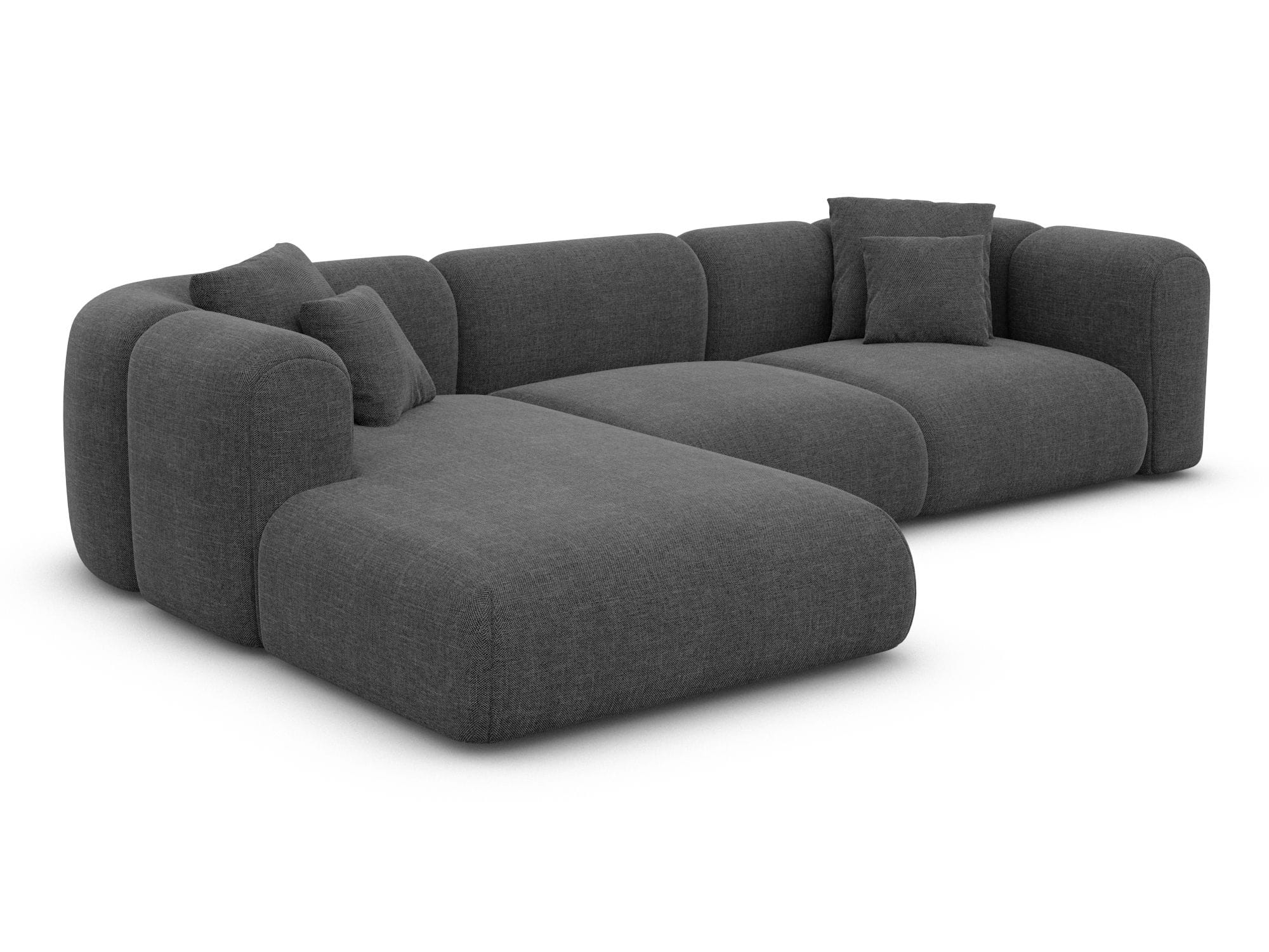 Ecksofa Venturia L-Form aus Stoff Anthrazit