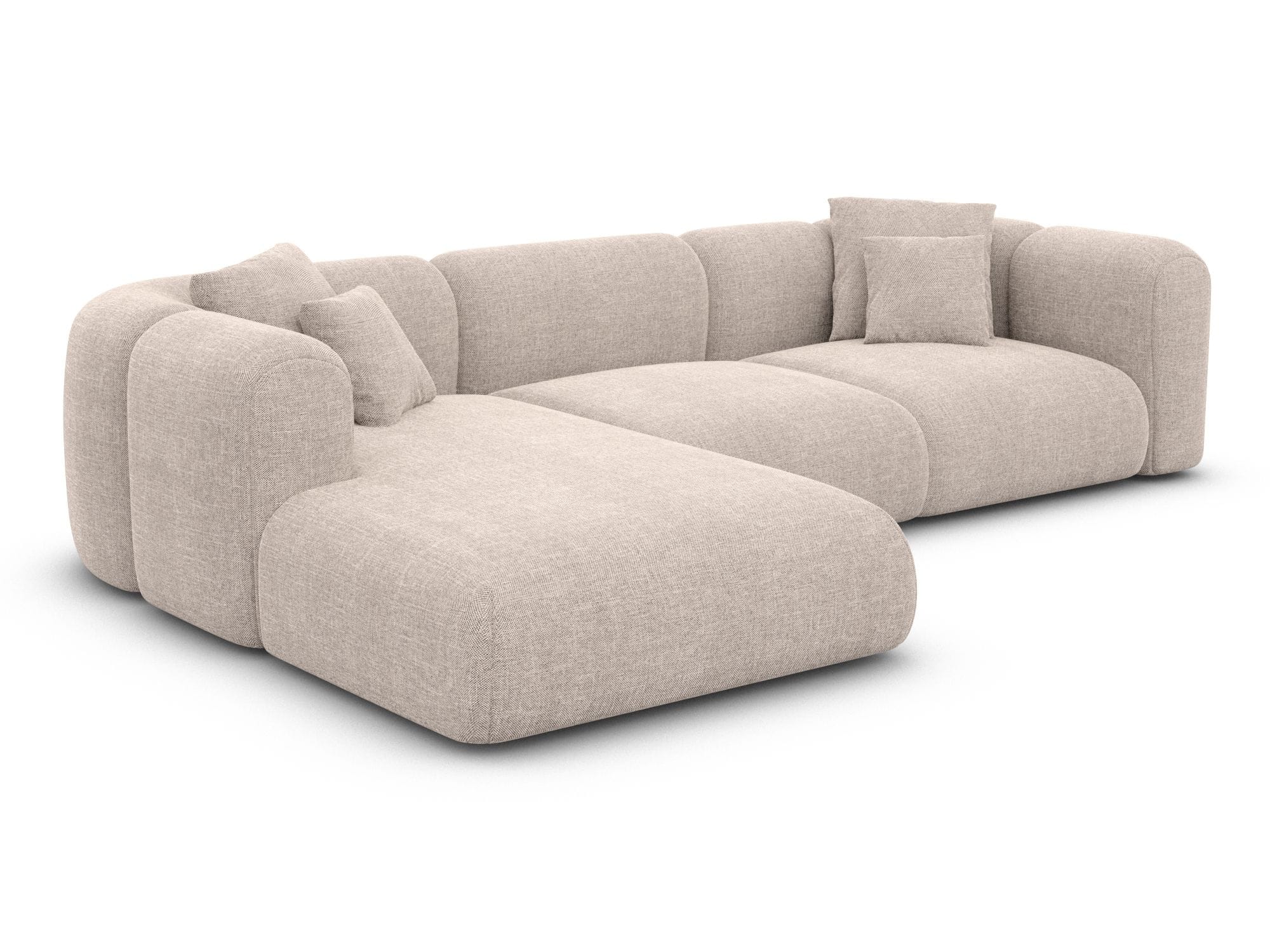 Ecksofa Venturia L-Form aus Stoff Beige