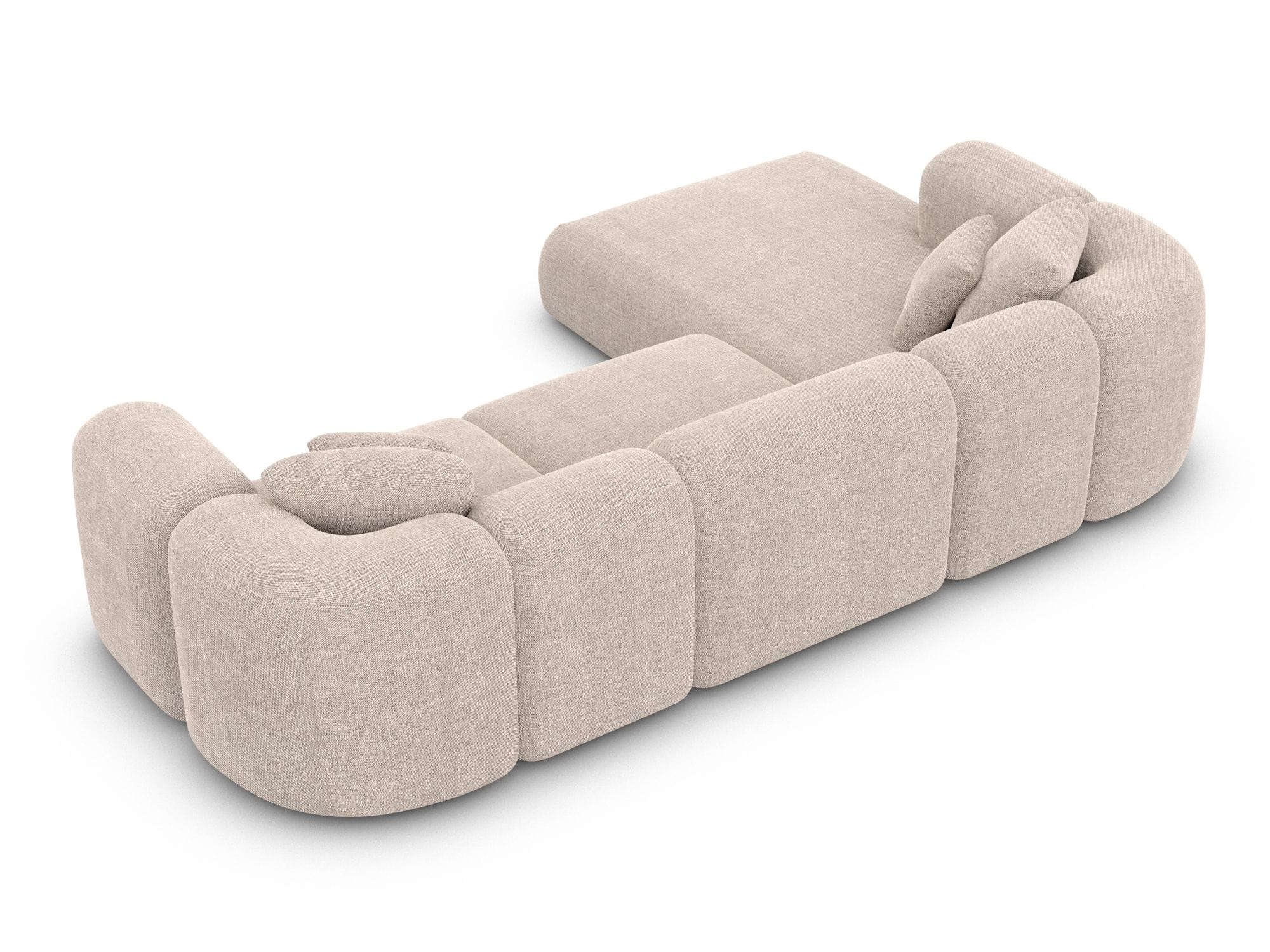 Ecksofa Venturia L-Form aus Stoff Beige