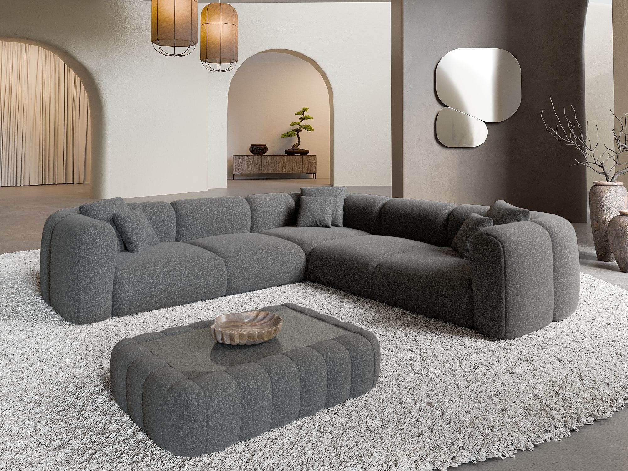Stoff Ecksofa Venturia L Form graphite