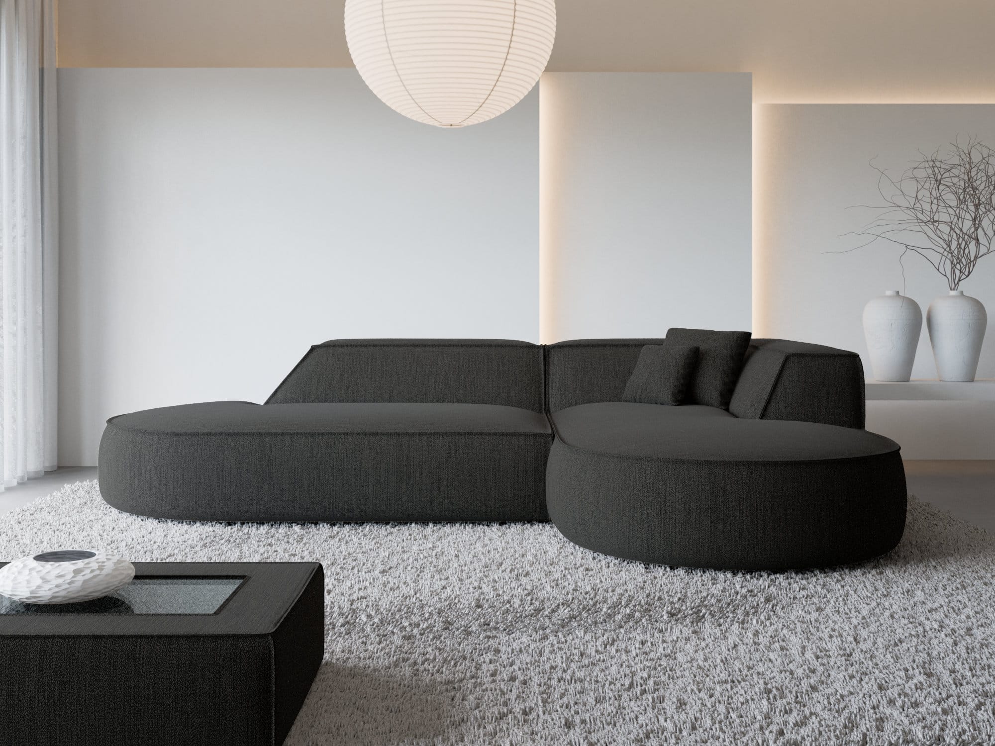 Couch Monterola Lounge L-Form in Stoff Schwarz