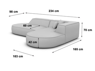 Couch Monterola Lounge L-Form in Stoff Hellgrau