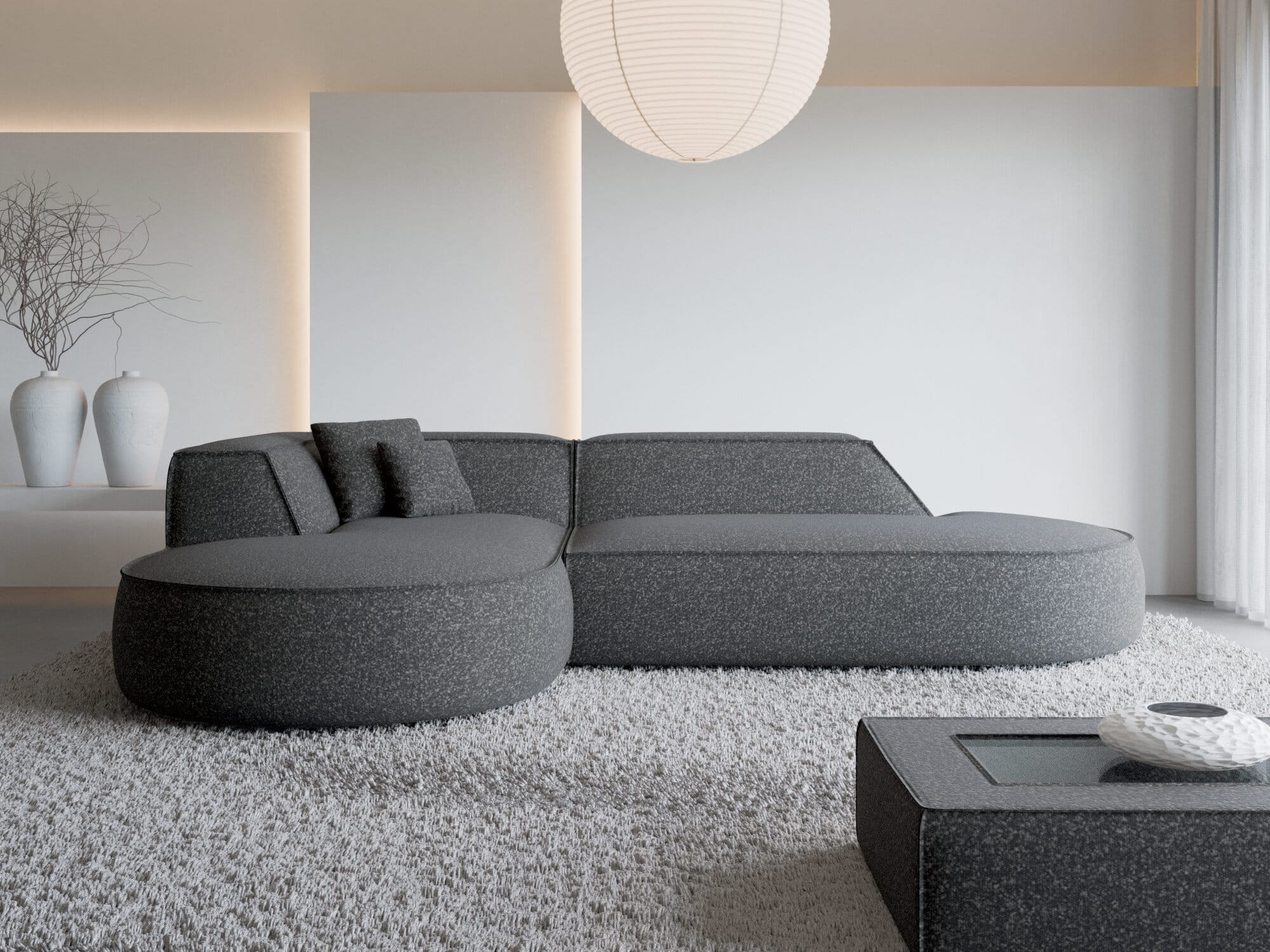 Couch Monterola Lounge L-Form in Stoff Weiß