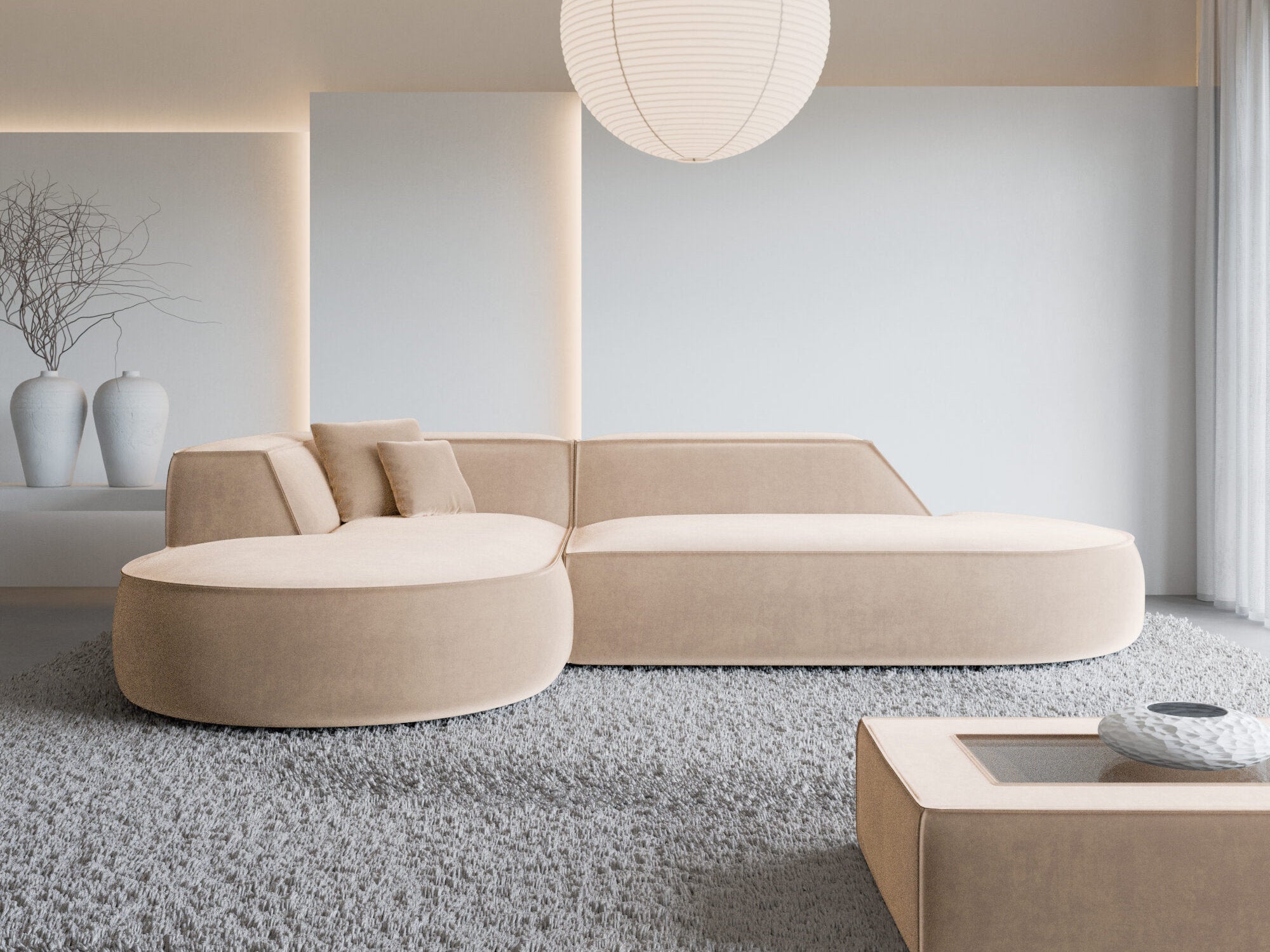 Polster Ecksofa Monterola L-Form Lounge Beige