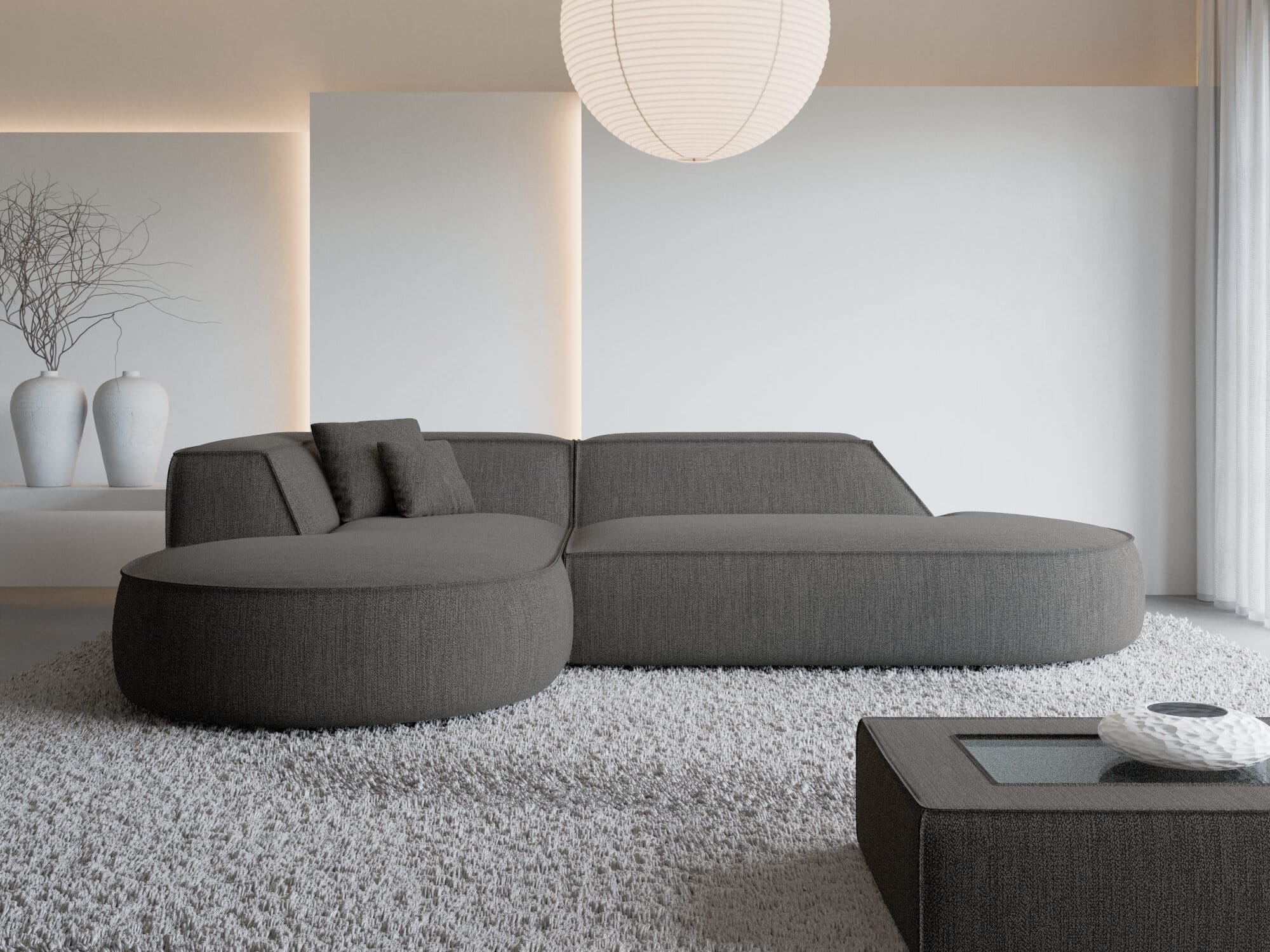 Couch Monterola Lounge L-Form in Stoff Anthrazit