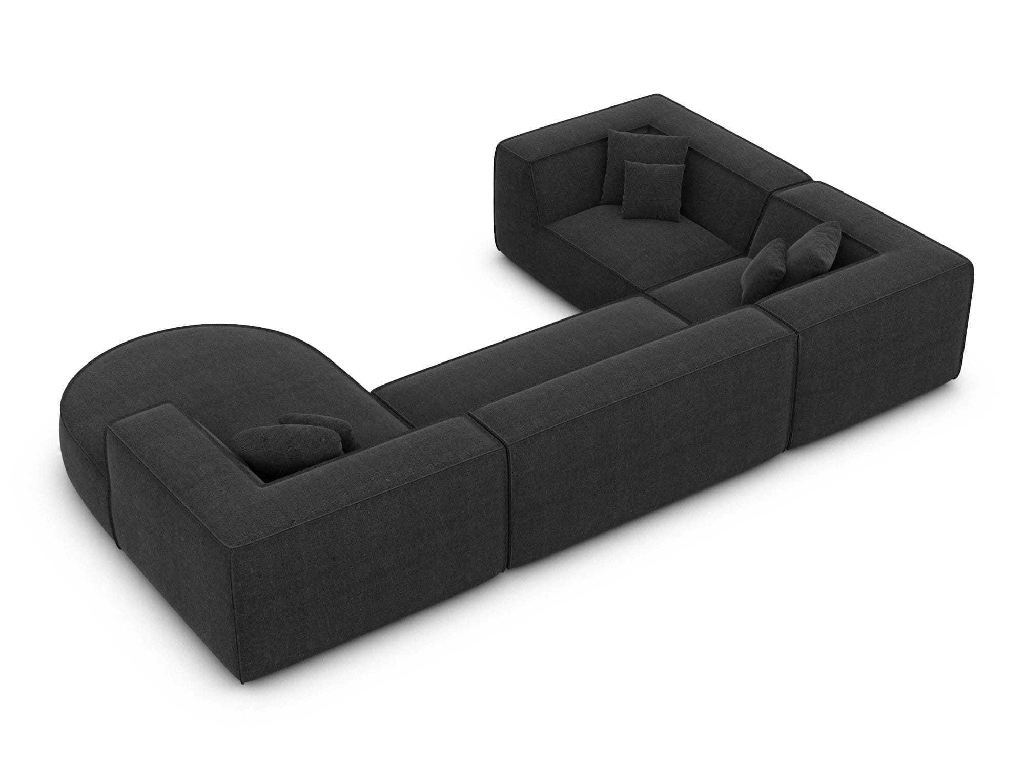 Wohnlandschaft Monterola XL U-Form in Stoff Schwarz