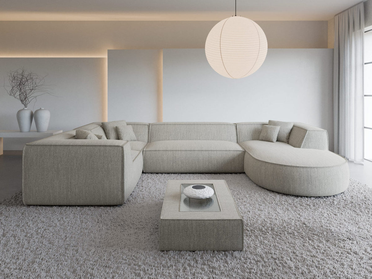 Wohnlandschaft Monterola XL U-Form in Stoff Hellgrau