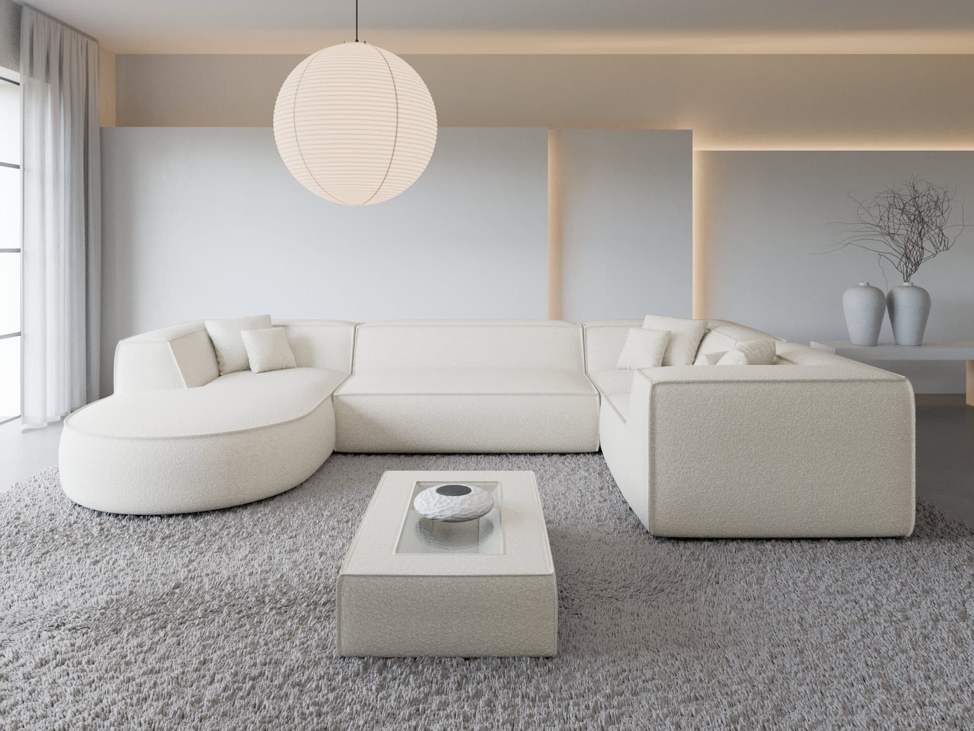 Wohnlandschaft Monterola XL U-Form in Stoff Weiß