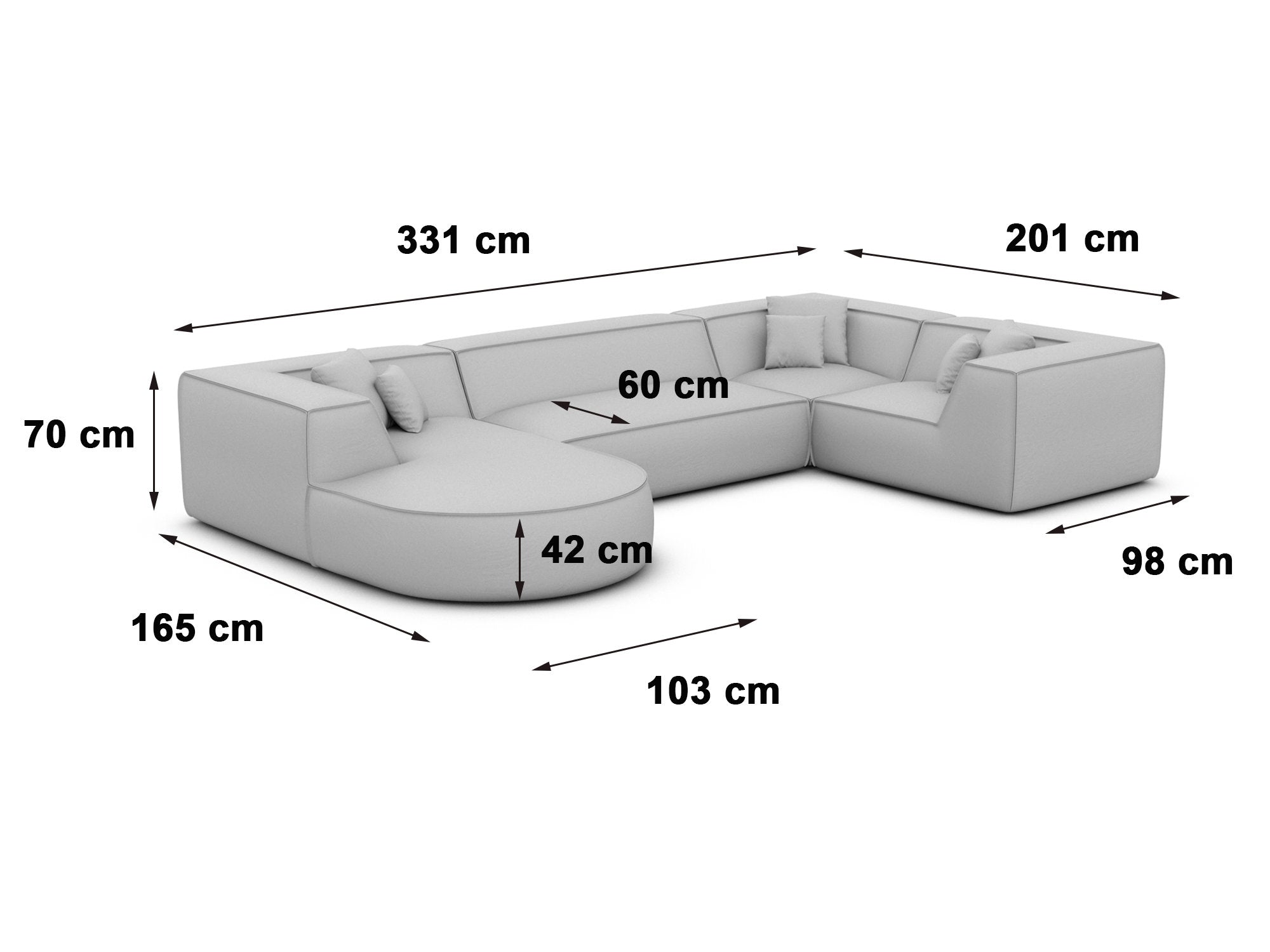 Polster Wohnlandschaft Monterola XL U-Form Beige