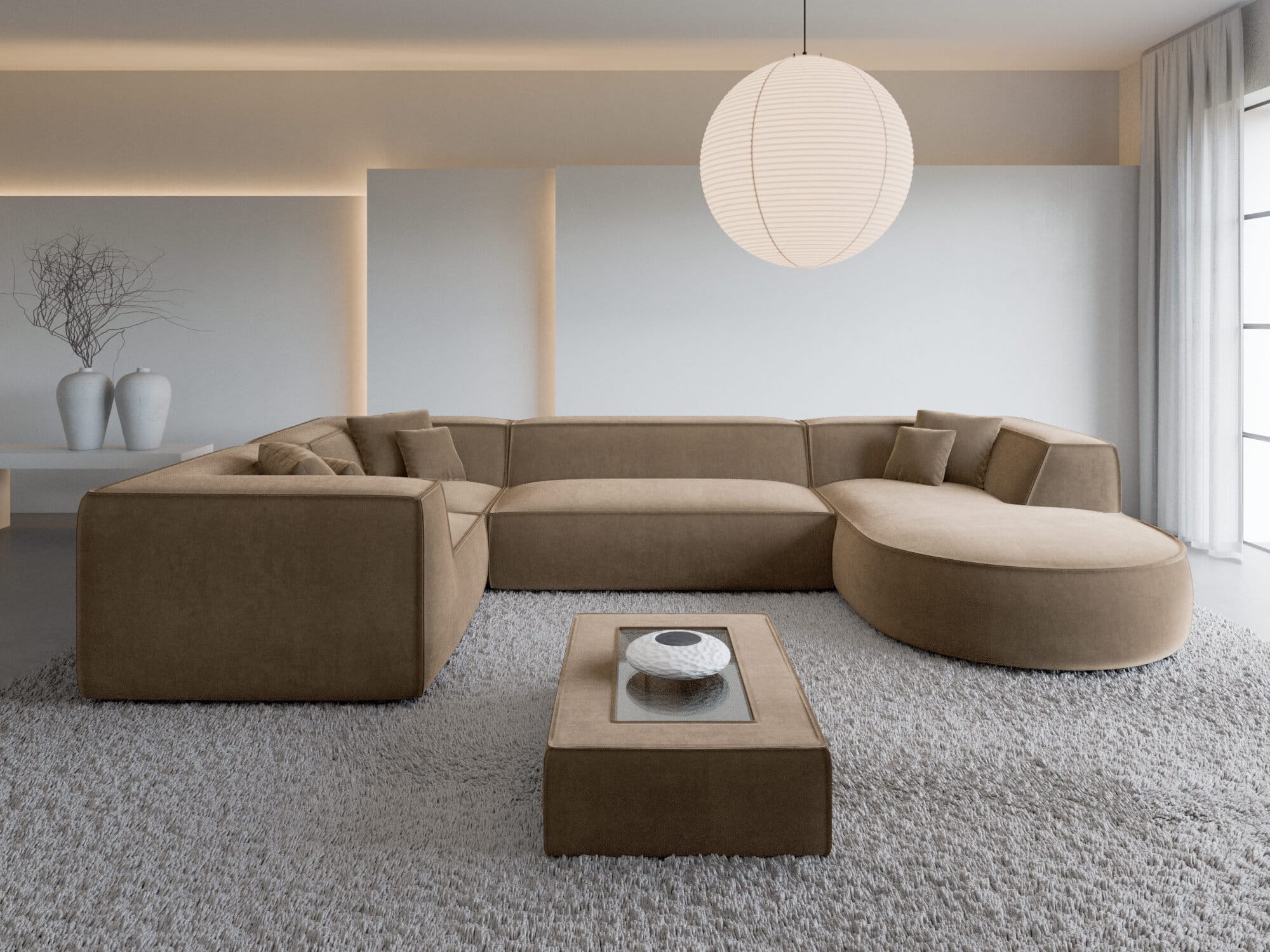 Wohnlandschaft Monterola XL in Stoff braun