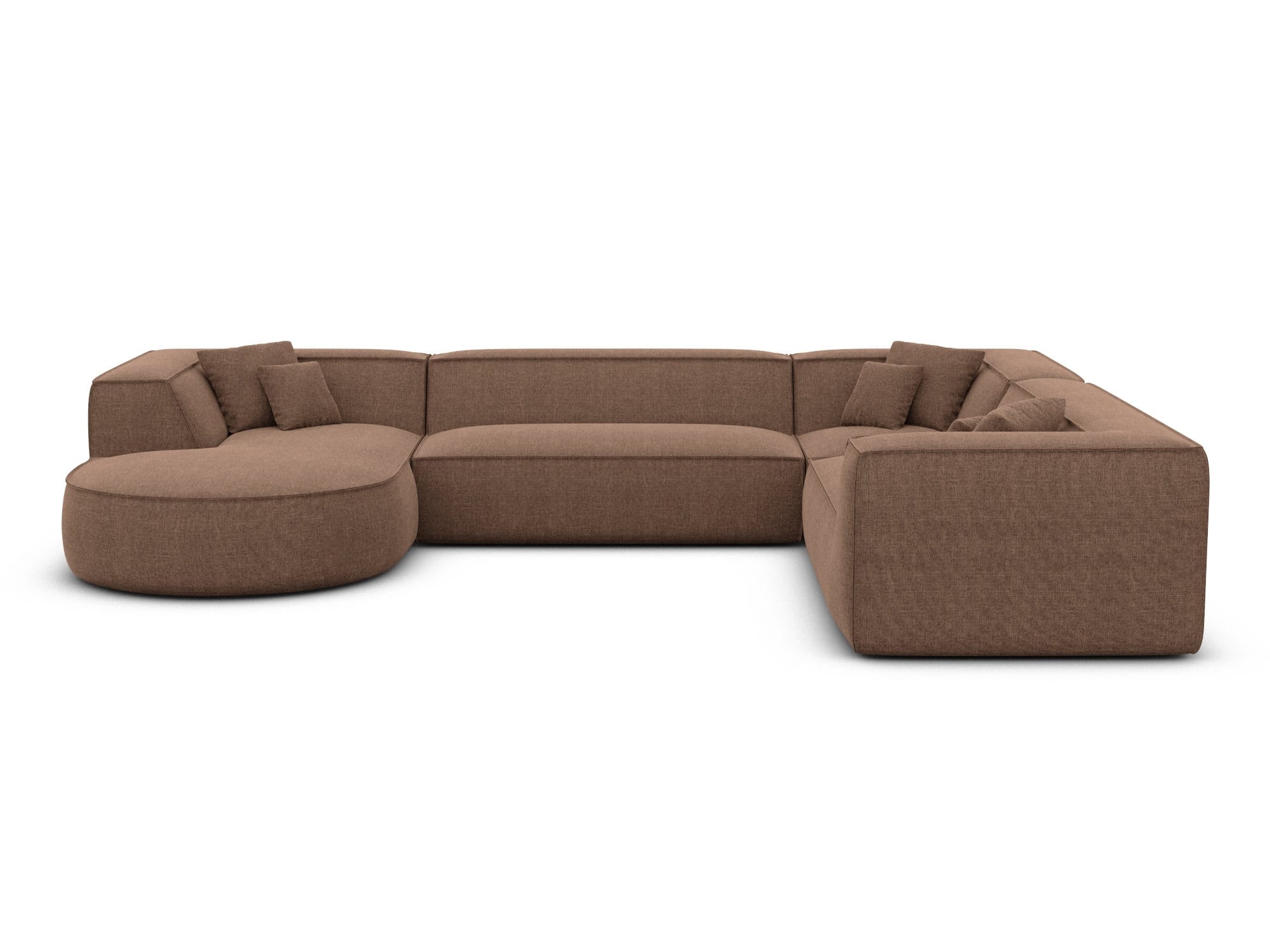 XXL Wohnlandschaft Monterola U-Form aus Stoff Braun