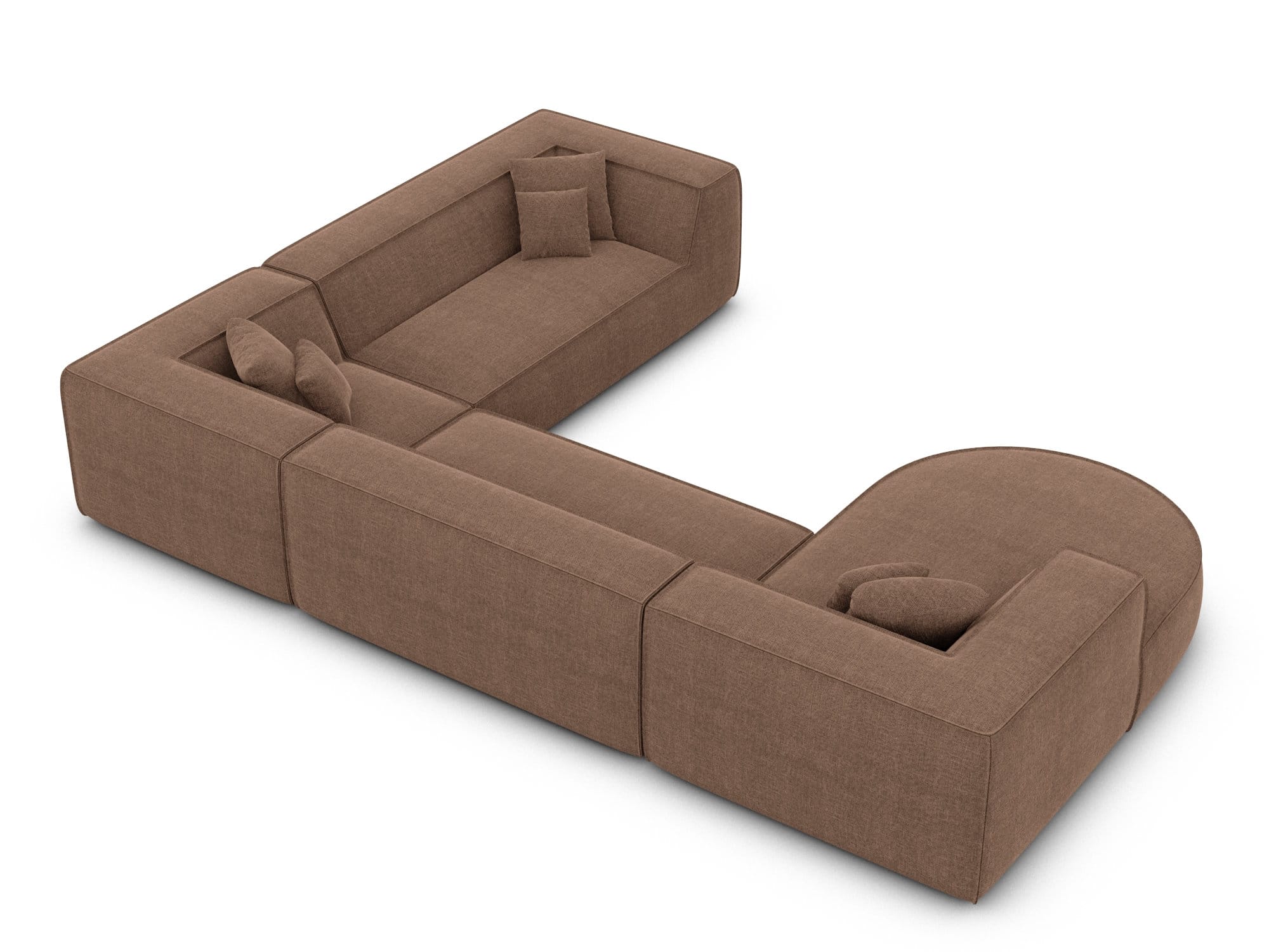 XXL Wohnlandschaft Monterola U-Form aus Stoff Braun